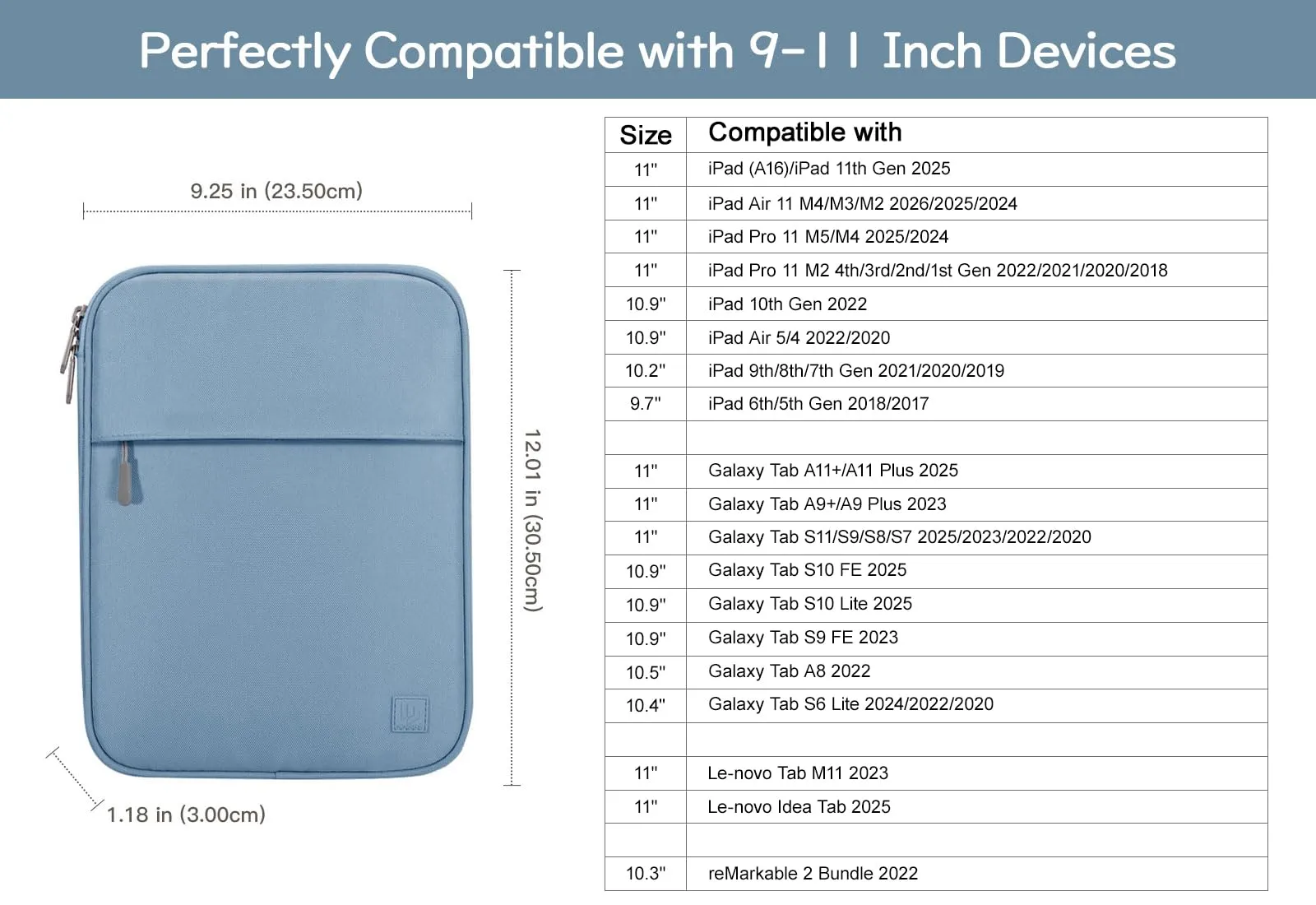 Dadanism Borsa Imbottita per Tablet 9-11 Pollici, Blu - immagine 2