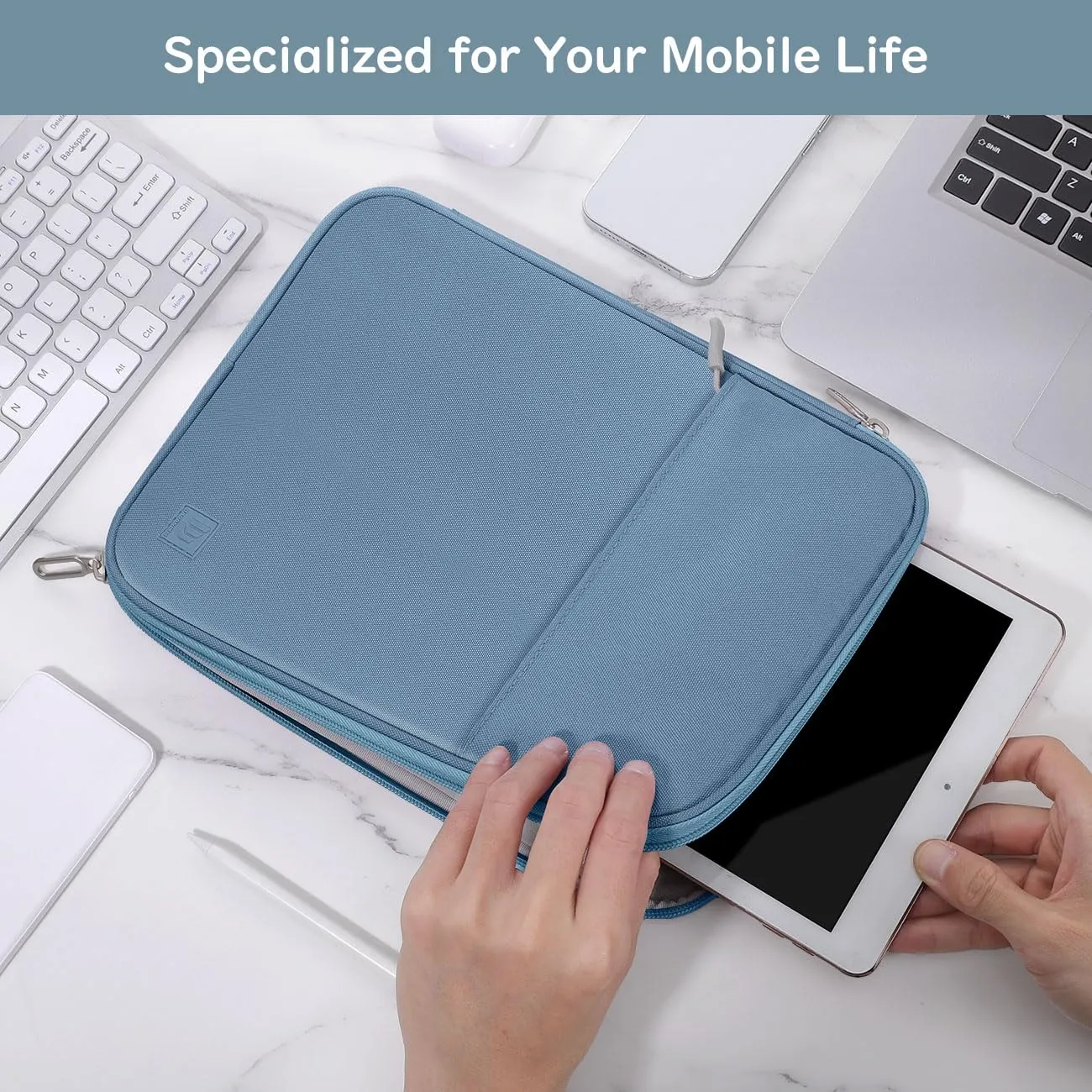 Dadanism Borsa Imbottita per Tablet 9-11 Pollici, Blu - immagine 6