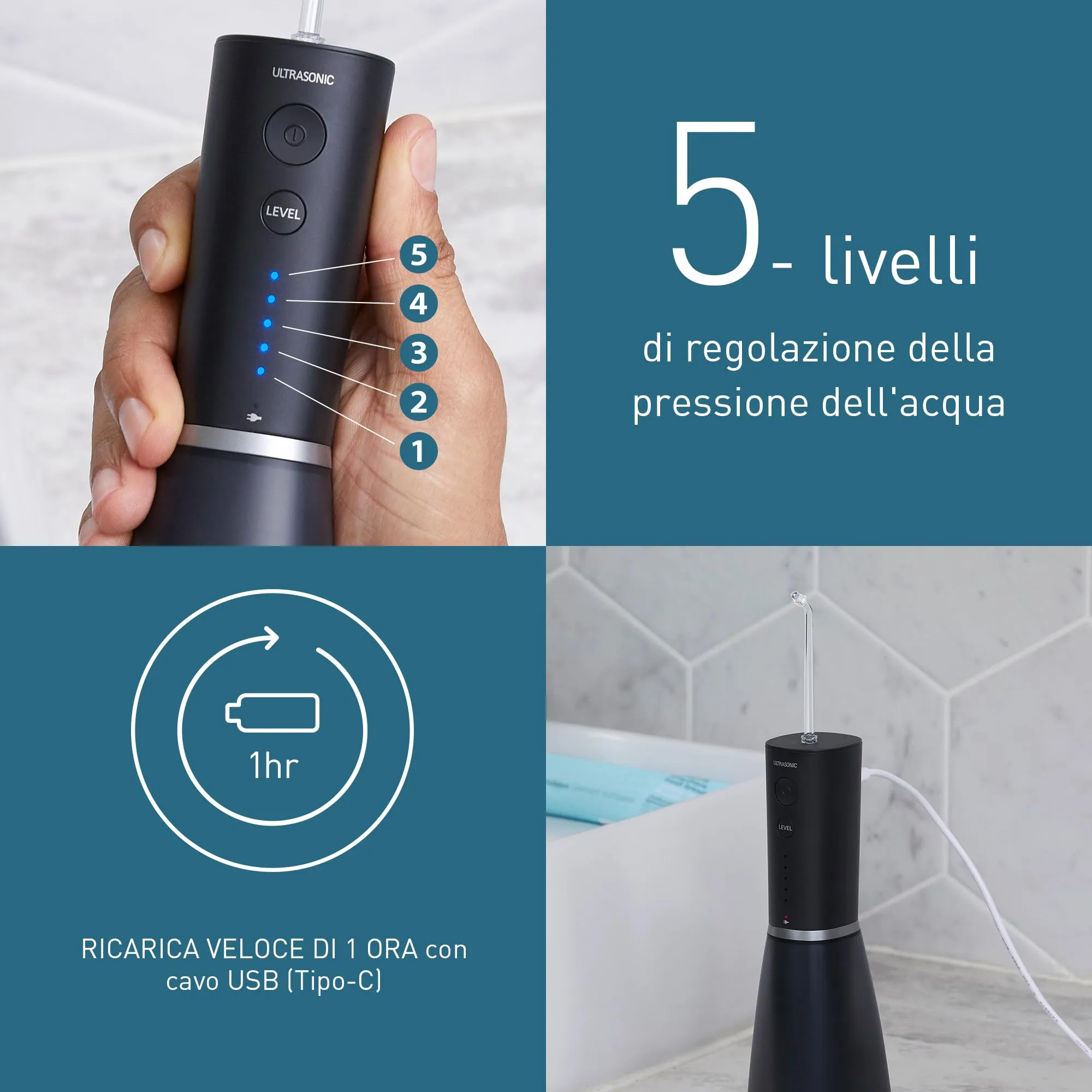Panasonic Serie 800 Irrigatore Orale a Ultrasuoni EW-DJ86-K503, 200ml, Nero - immagine 6