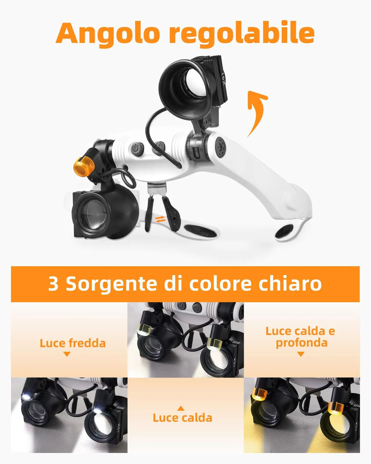 Anpro Occhiali Ingrandimento Professionali con Luce LED, 3X-25X (14 Lenti) con 3 Pinzette ESD - immagine 3