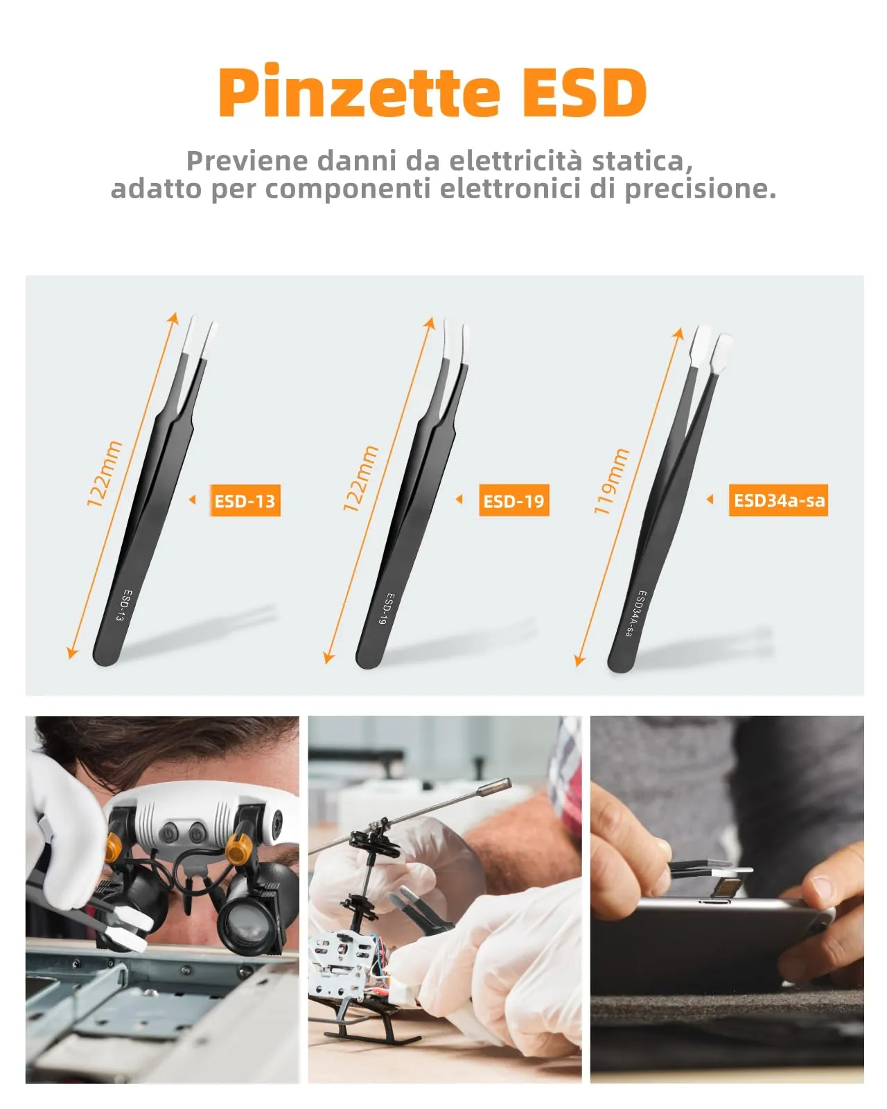 Anpro Occhiali Ingrandimento Professionali con Luce LED, 3X-25X (14 Lenti) con 3 Pinzette ESD - immagine 6