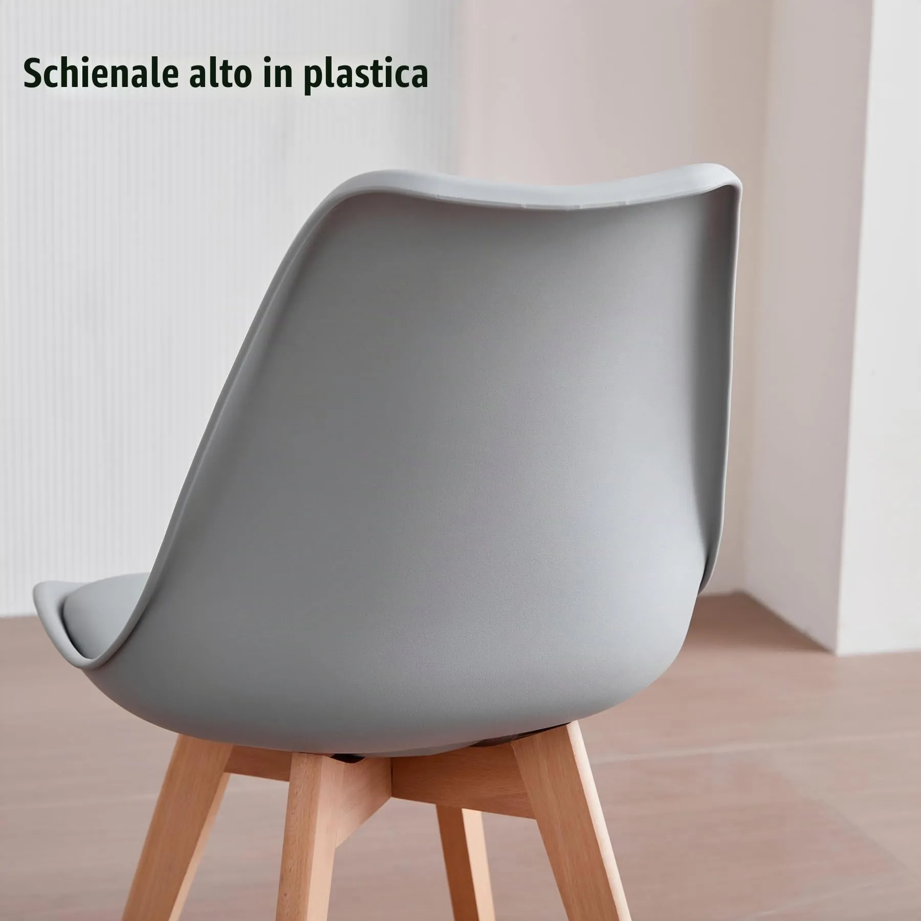 JZGORC Set di 2 Sedie da Sala da Pranzo in Pelle PU e Faggio Massello, Grigio - immagine 4