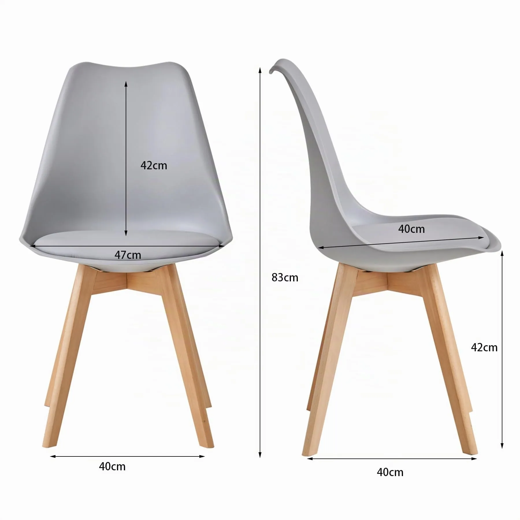 JZGORC Set di 2 Sedie da Sala da Pranzo in Pelle PU e Faggio Massello, Grigio - immagine 5