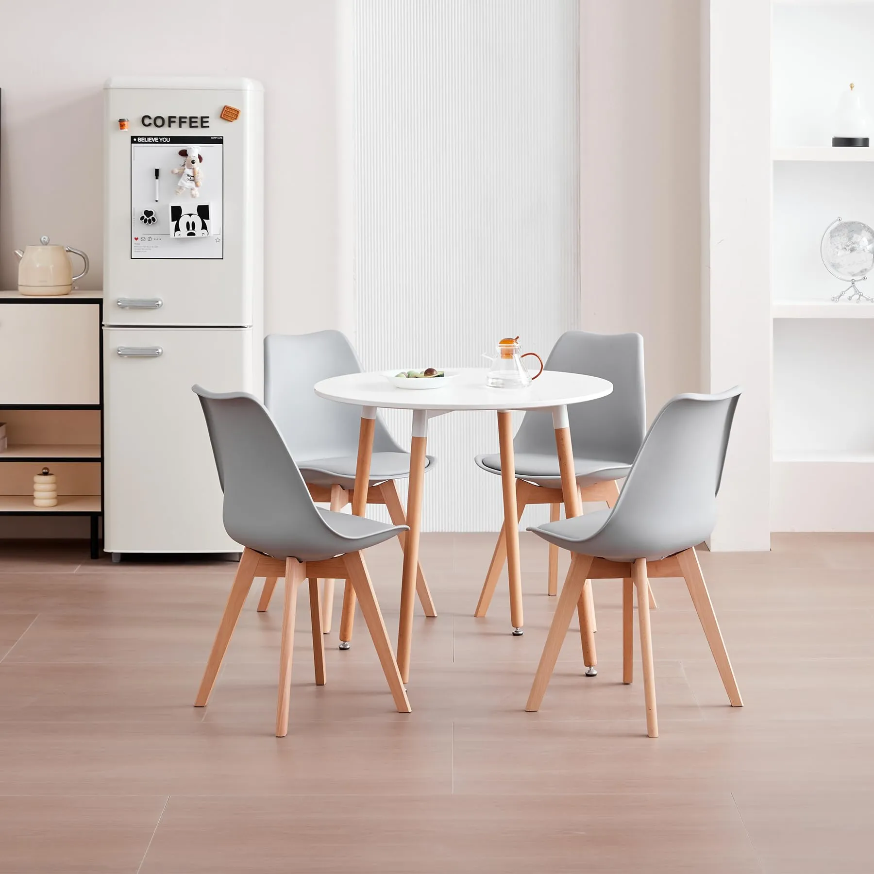 JZGORC Set di 2 Sedie da Sala da Pranzo in Pelle PU e Faggio Massello, Grigio - immagine 8