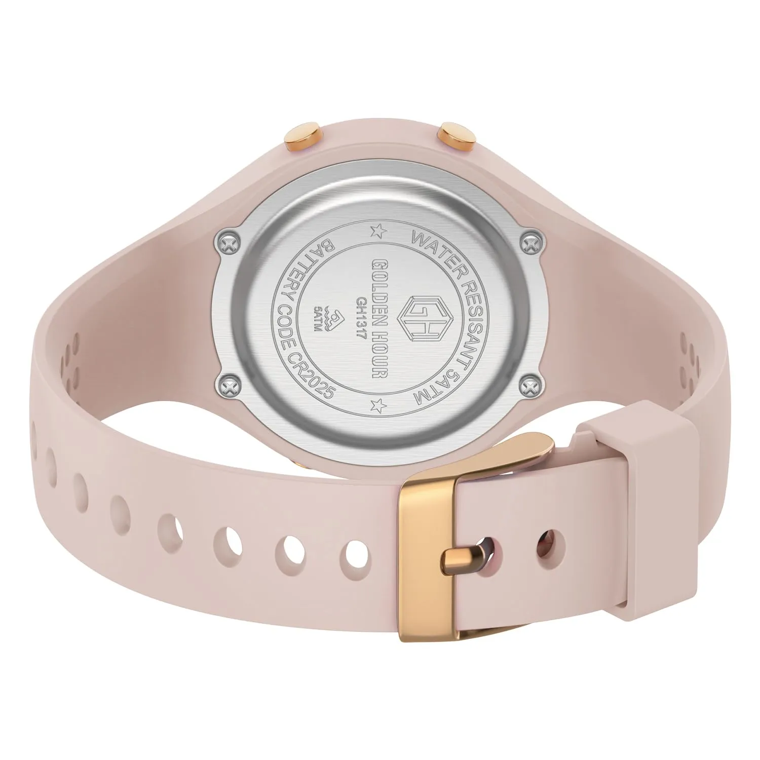 Golden Hour Orologio Digitale Donna Subacqueo 50M Sportivo con Cronometro e Sveglia, Cinturino in Silicone - immagine 2