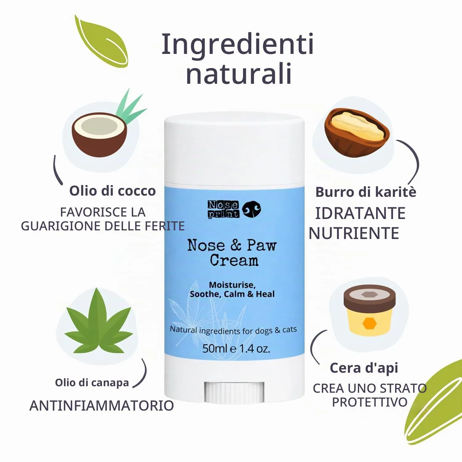 Noseprint Balsamo Naturale per Naso e Zampe di Cane, Idratante e Condizionante (50 ml) - immagine 3