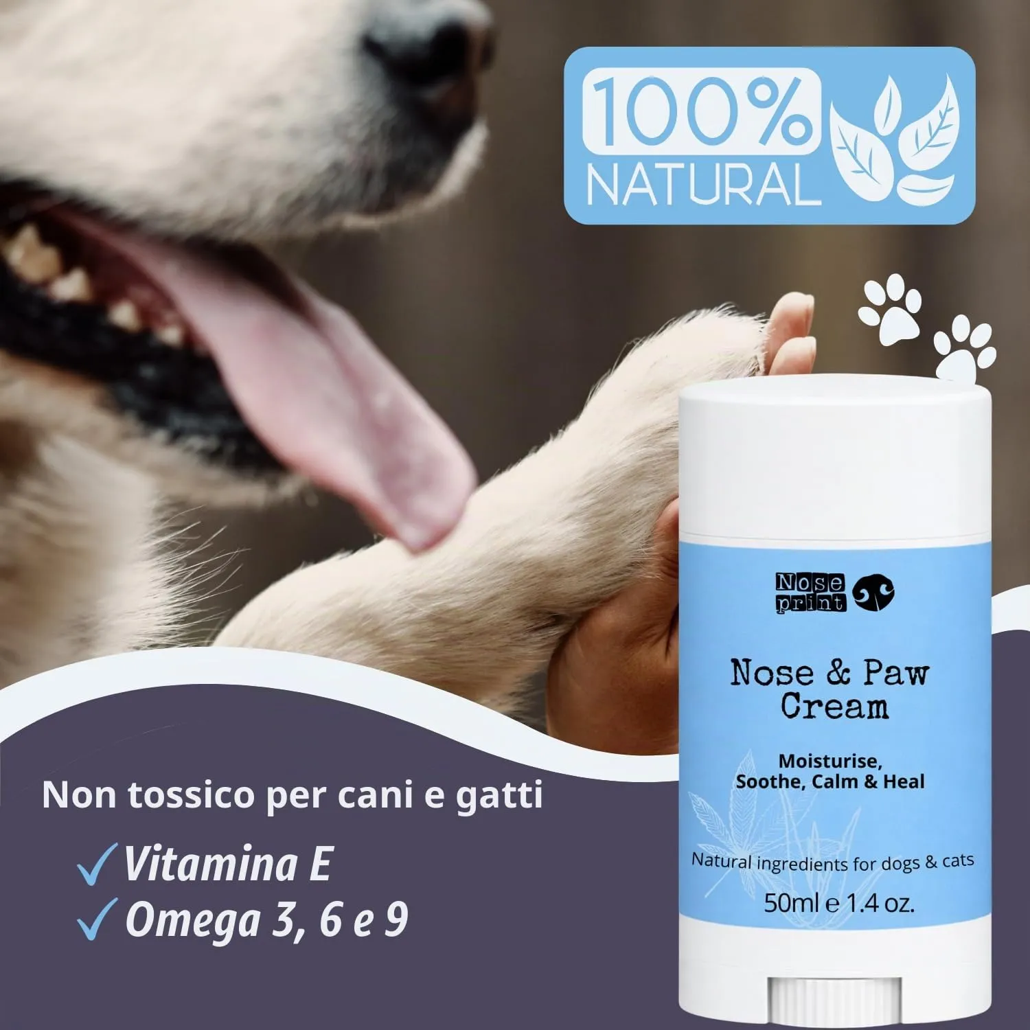 Noseprint Balsamo Naturale per Naso e Zampe di Cane, Idratante e Condizionante (50 ml) - immagine 5
