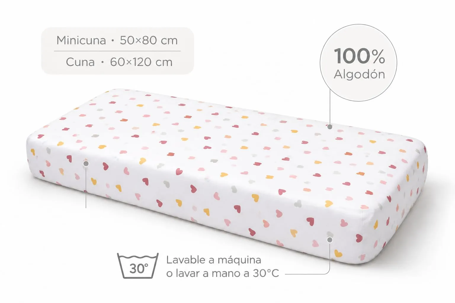 TRAMAS+ Set di Lenzuola per Culla e Miniculla in Cotone, 3 Pezzi, 60x120cm, Julie - immagine 4
