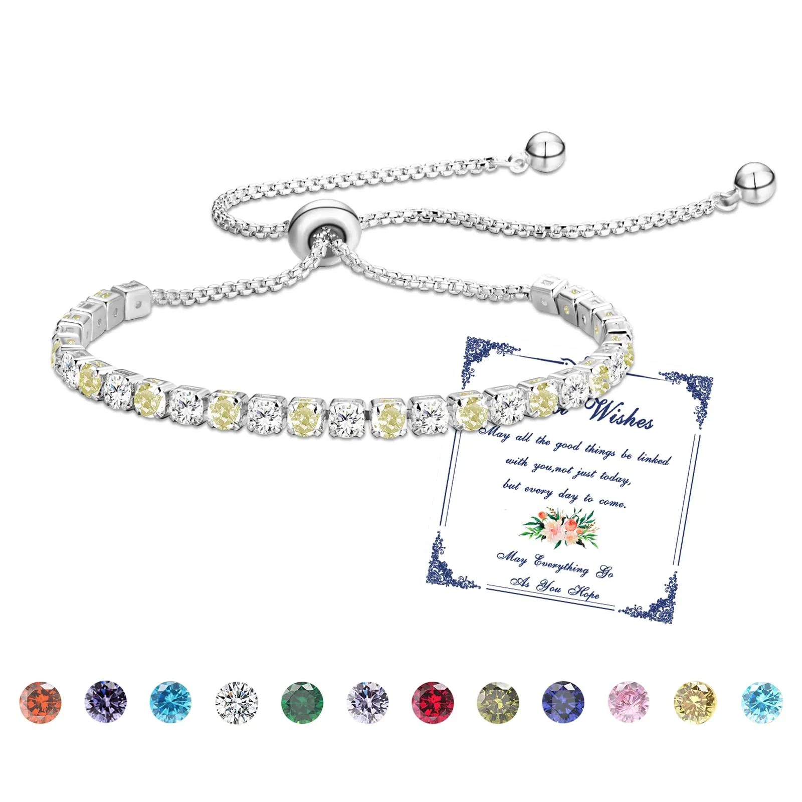 Esmoly Bracciale Tennis Donna in Argento con Zircone 5A e Pietra Natali (08-Agosto) - immagine 1