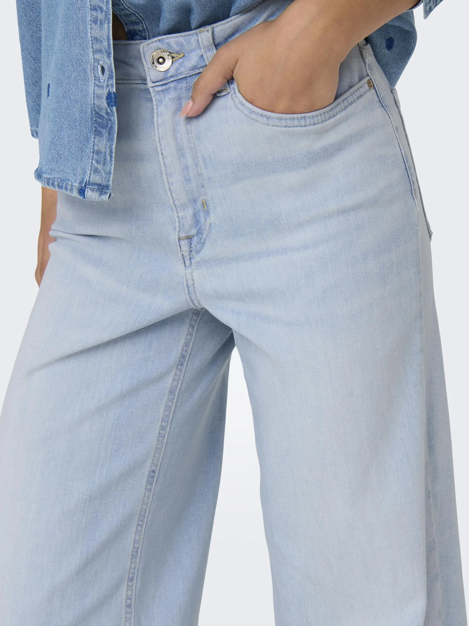 ONLY Blush HW Wide DNM Cro495 Noos, Denim Sbiancato Blu Chiaro, (XL) W x 34L - immagine 6