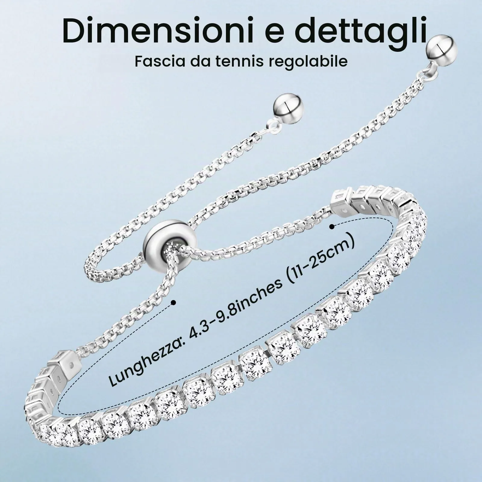 Esmoly Bracciale Tennis Donna in Argento con Pietre Natali e Zircone 5A Regolabile (01-Gennaio) - immagine 5