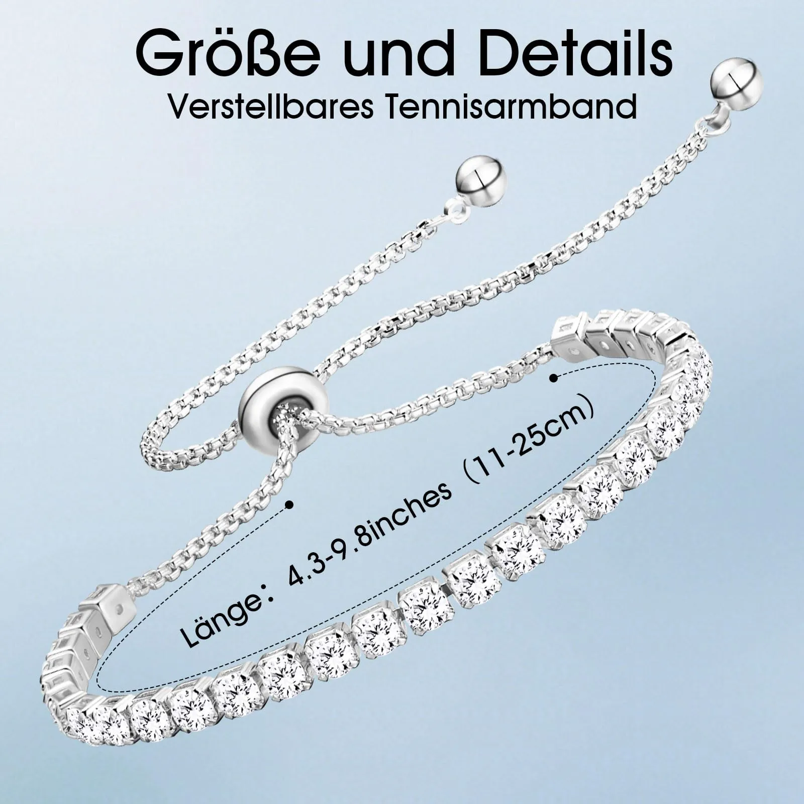 Esmoly Bracciale Tennis Donna in Argento con Pietre Natali e Zirconi 5A, Regolabile (04-Aprile) - immagine 5