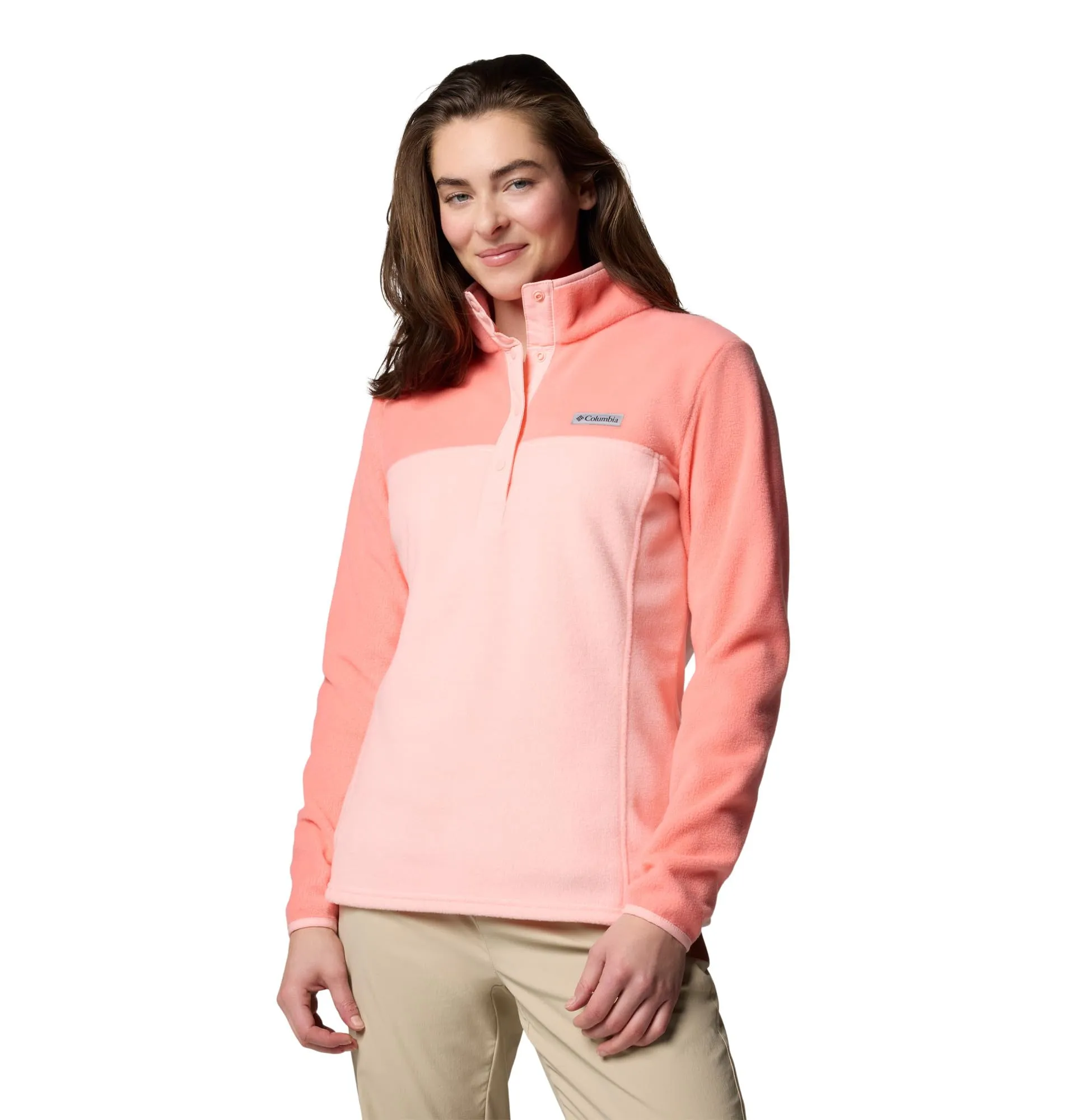 Columbia Benton Springs 1/2 Snap Pullover II Women's Fleece, Pink Sand/Alpenglow, XS - immagine 1