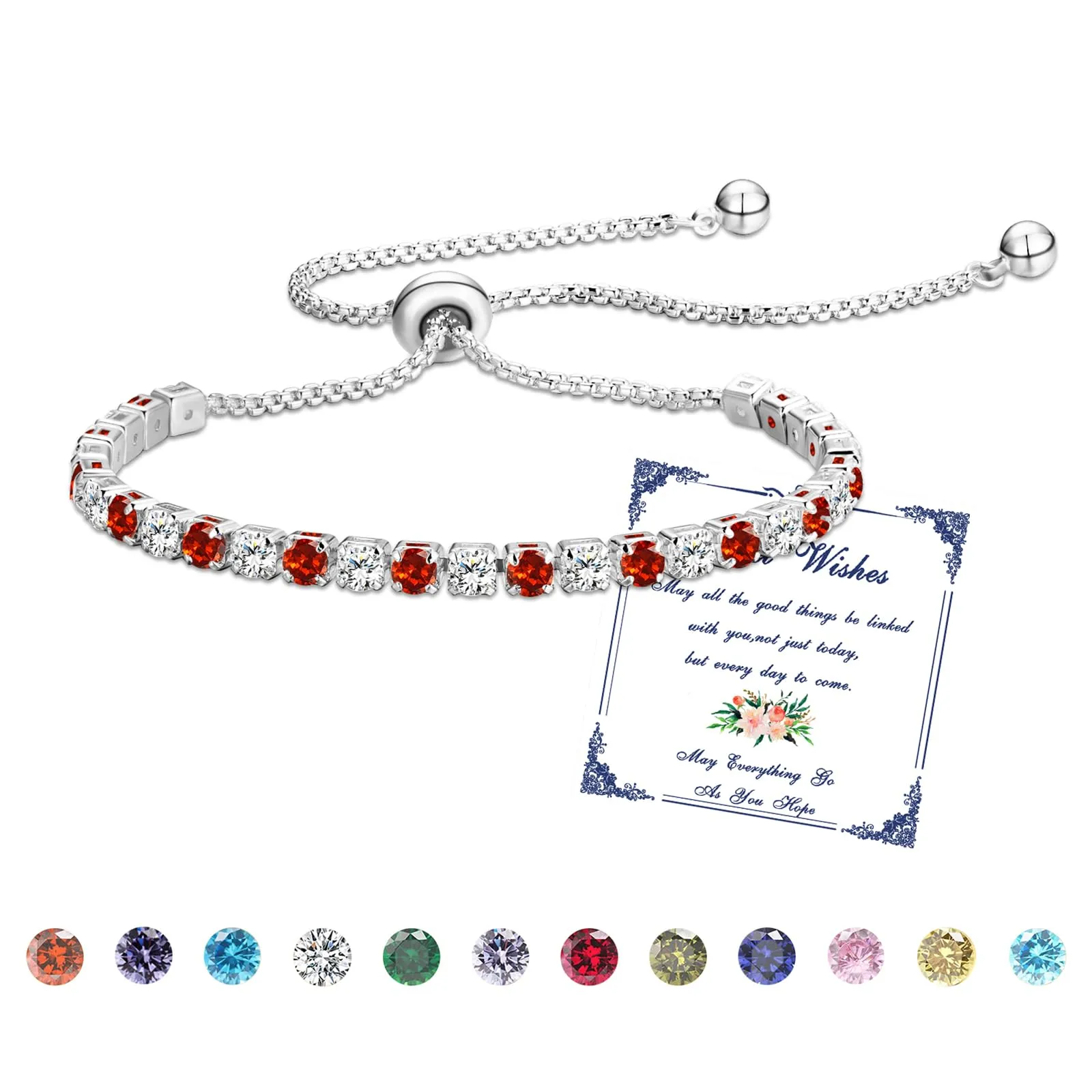 Esmoly Bracciale Tennis Donna in Argento con Pietre Natali e Zircone 5A Regolabile (07-Luglio) - immagine 1