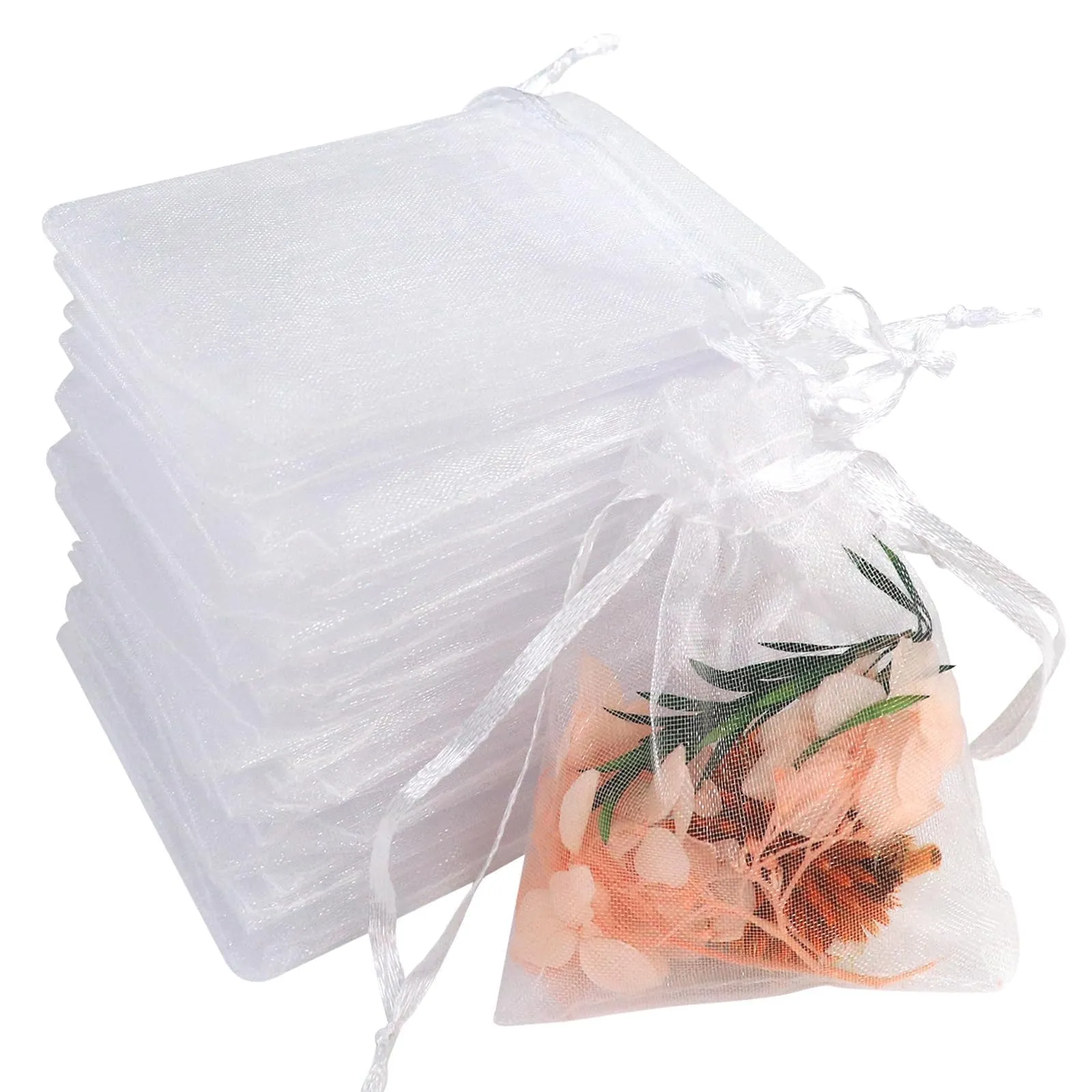 Soodyoow Sacchetti in Organza con Coulisse, 7 x 9 cm, 100 Pezzi - immagine 1