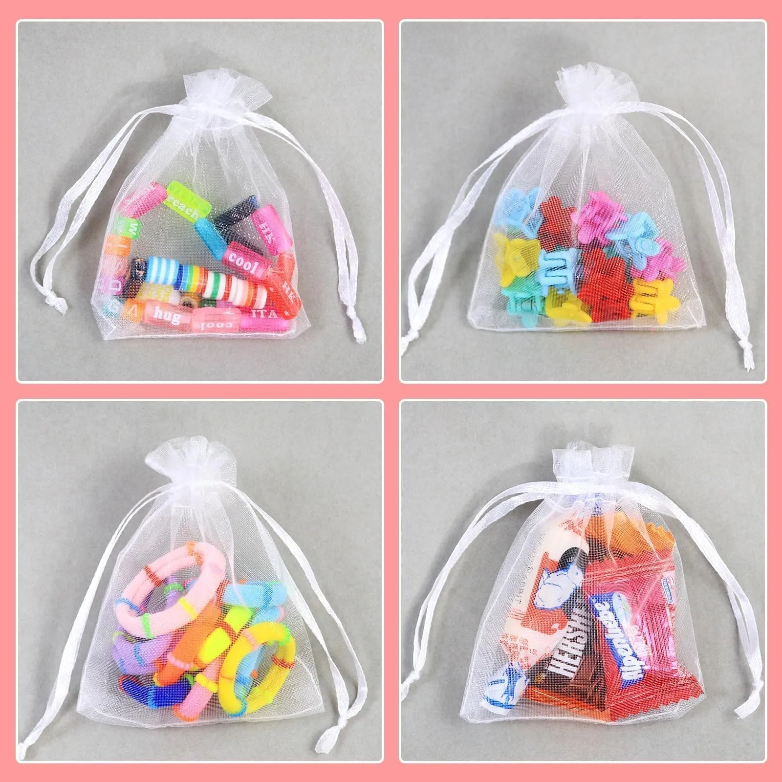 Soodyoow Sacchetti in Organza con Coulisse, 7 x 9 cm, 100 Pezzi - immagine 5