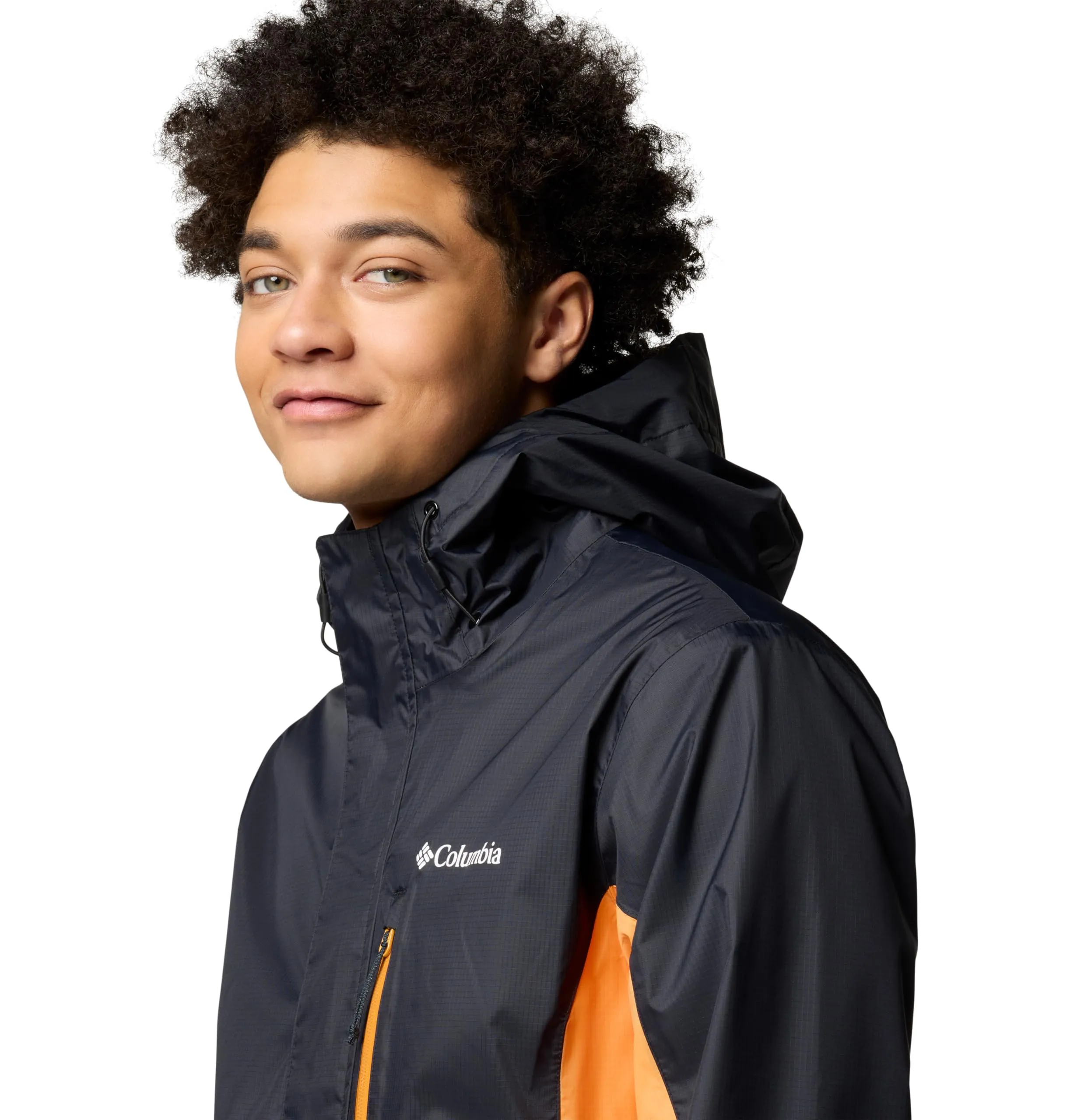 Columbia Pouring Adventure 3 Jacket, Men's Waterproof Rain Jacket, Nero/Koi, XL - immagine 3