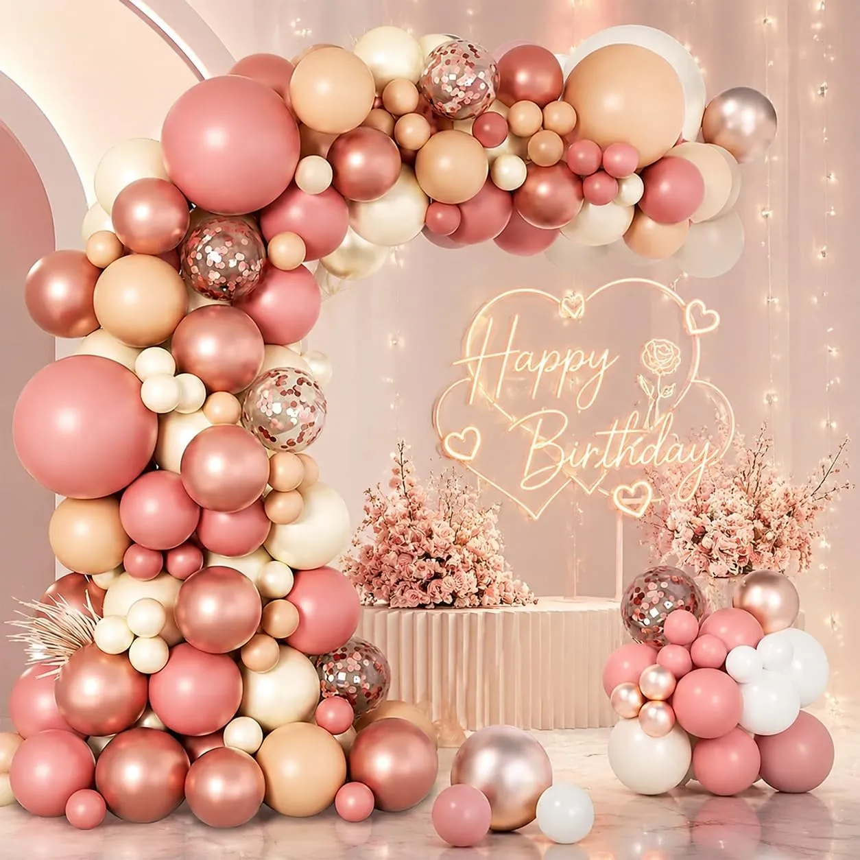 fairymaiden Kit Arco di Palloncini Rosa Gold, 105 Pezzi per Compleanno, Baby Shower e Matrimonio - immagine 1