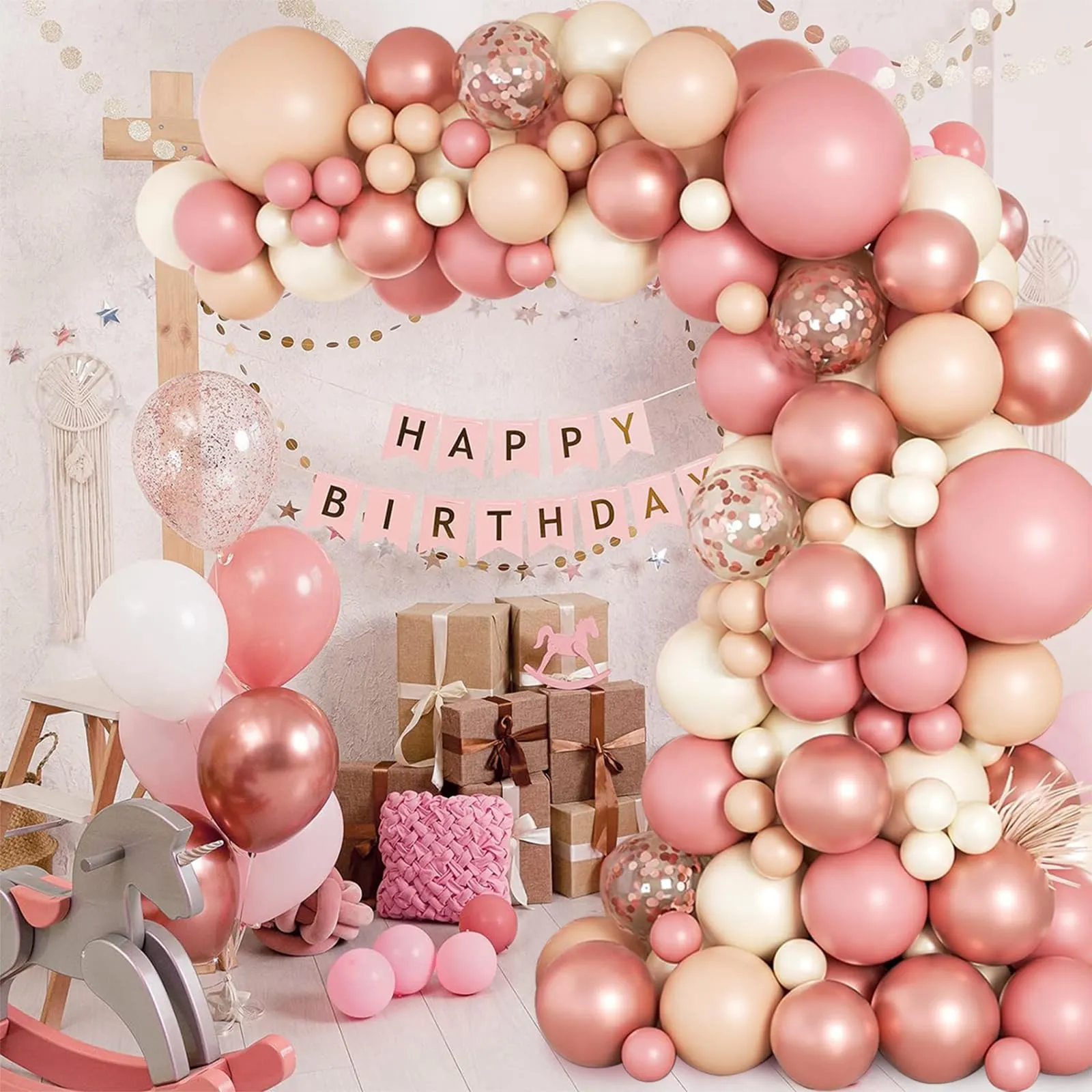fairymaiden Kit Arco di Palloncini Rosa Gold, 105 Pezzi per Compleanno, Baby Shower e Matrimonio - immagine 3