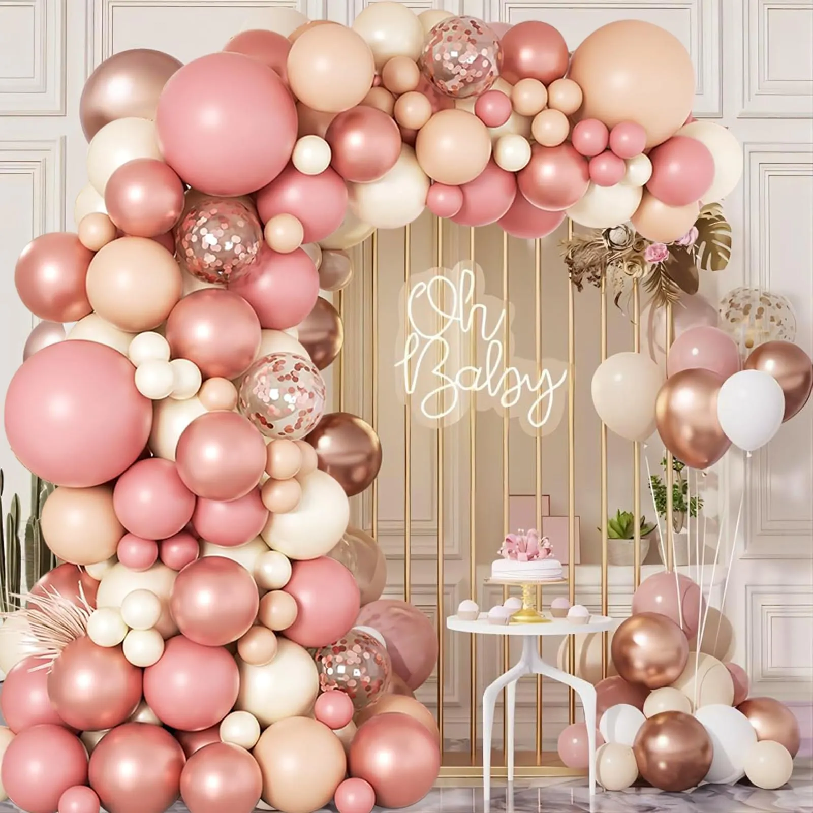 fairymaiden Kit Arco di Palloncini Rosa Gold, 105 Pezzi per Compleanno, Baby Shower e Matrimonio - immagine 4