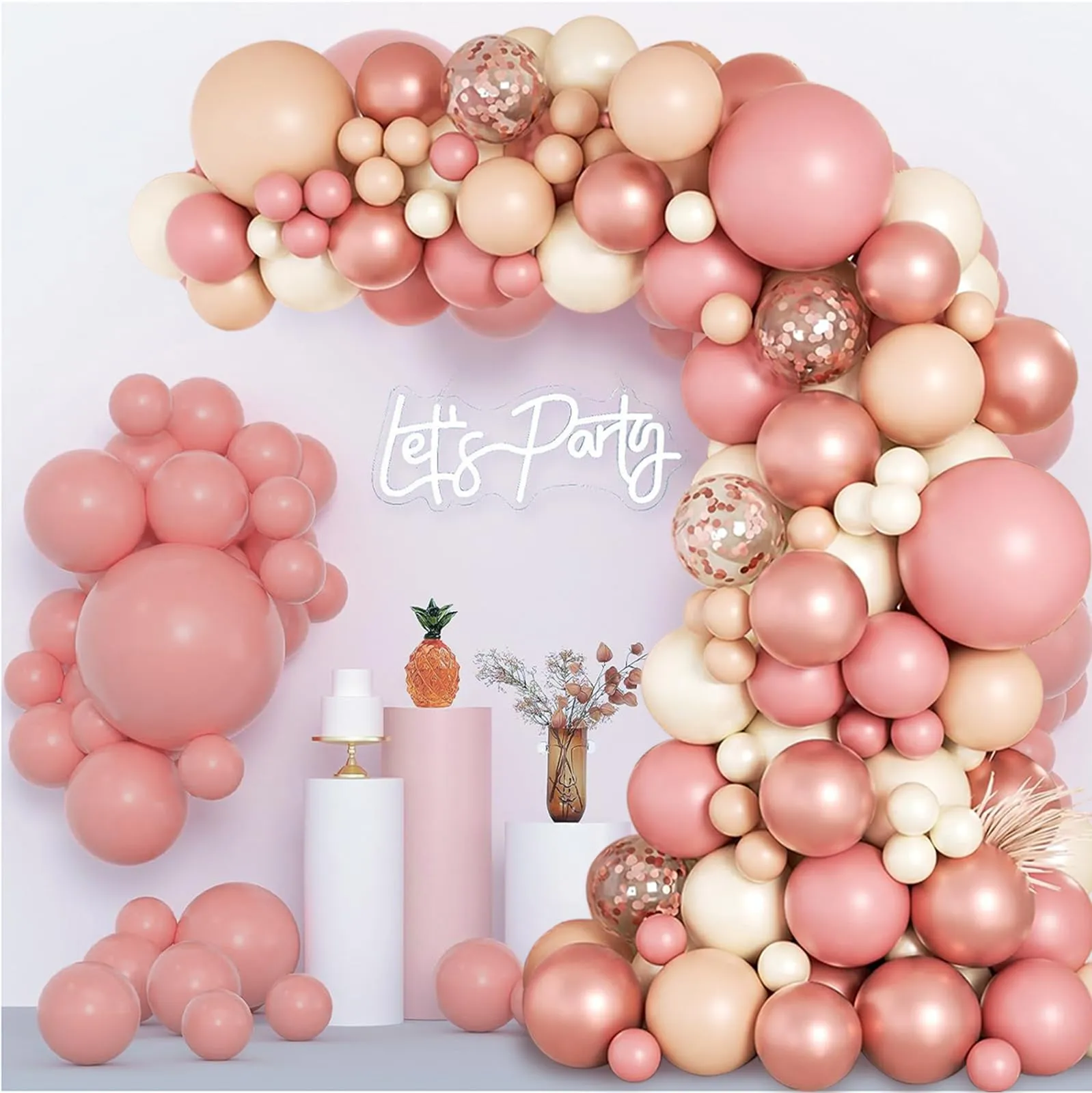 fairymaiden Kit Arco di Palloncini Rosa Gold, 105 Pezzi per Compleanno, Baby Shower e Matrimonio - immagine 7