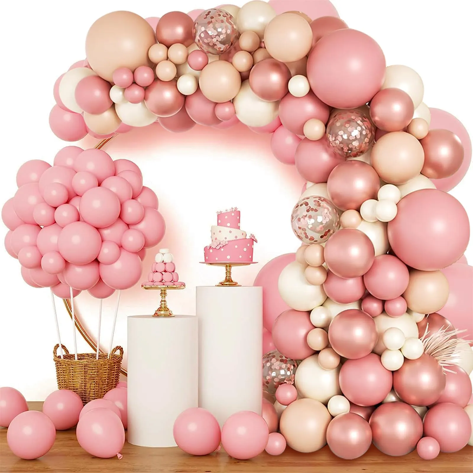 fairymaiden Kit Arco di Palloncini Rosa Gold, 105 Pezzi per Compleanno, Baby Shower e Matrimonio - immagine 8