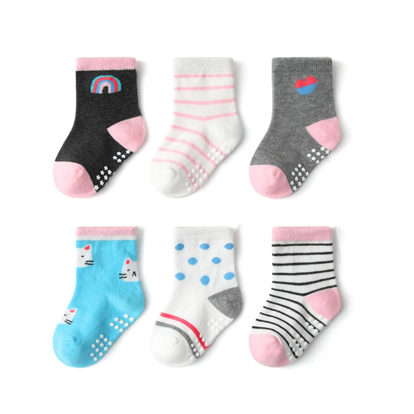HaimoBurg Calze Antiscivolo in Cotone Traspirante per Bambini 1-5 Anni, 12 Paia - immagine 2
