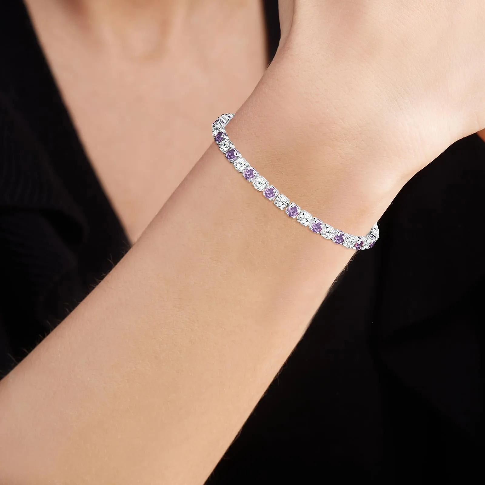 Esmoly Bracciale Tennis Donna in Argento con Pietre Natali e Zirconi 5A, Regolabile (06-Giugno) - immagine 2