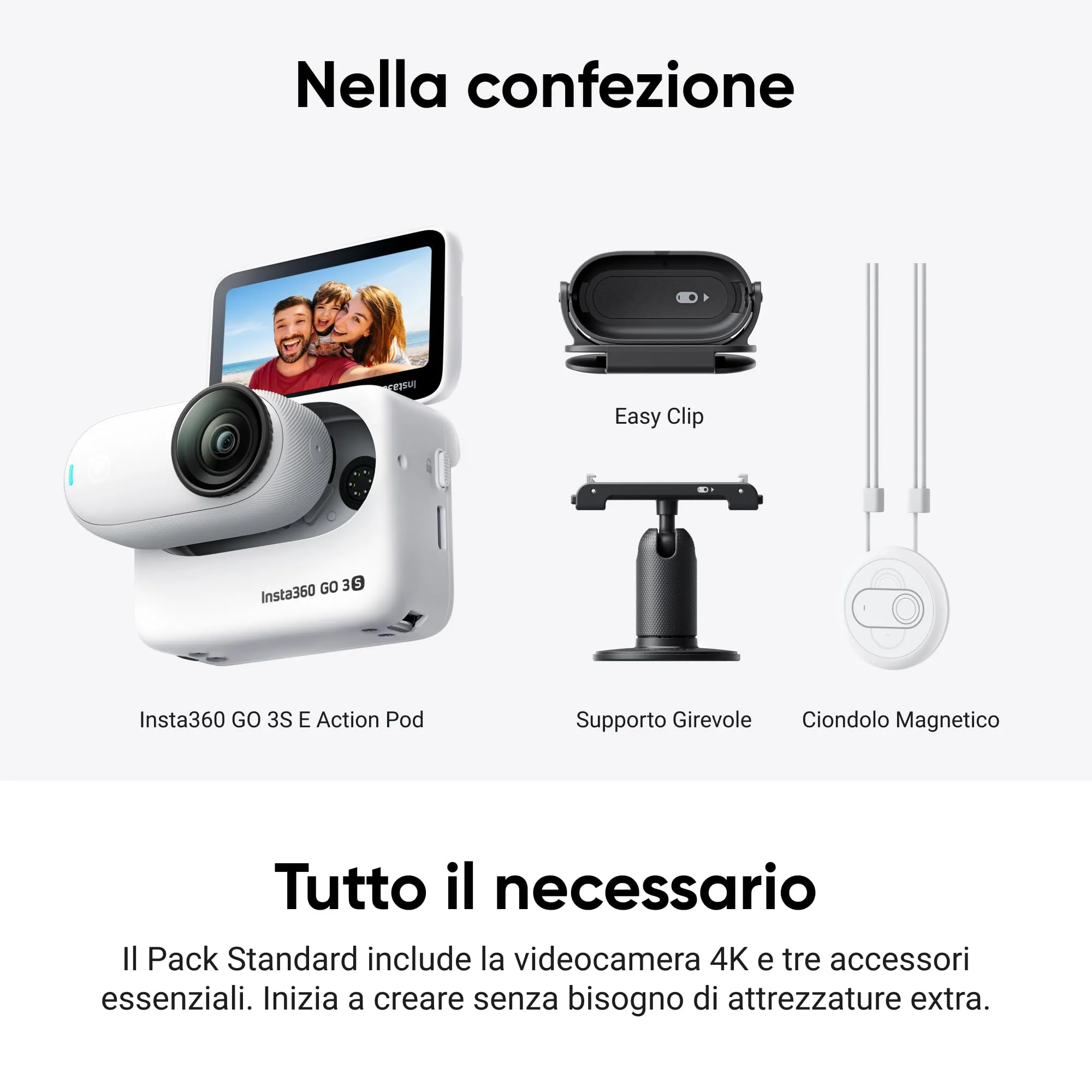 Insta360 GO 3S Bianco Artico 128GB - Action Cam 4K Magnetica - immagine 8