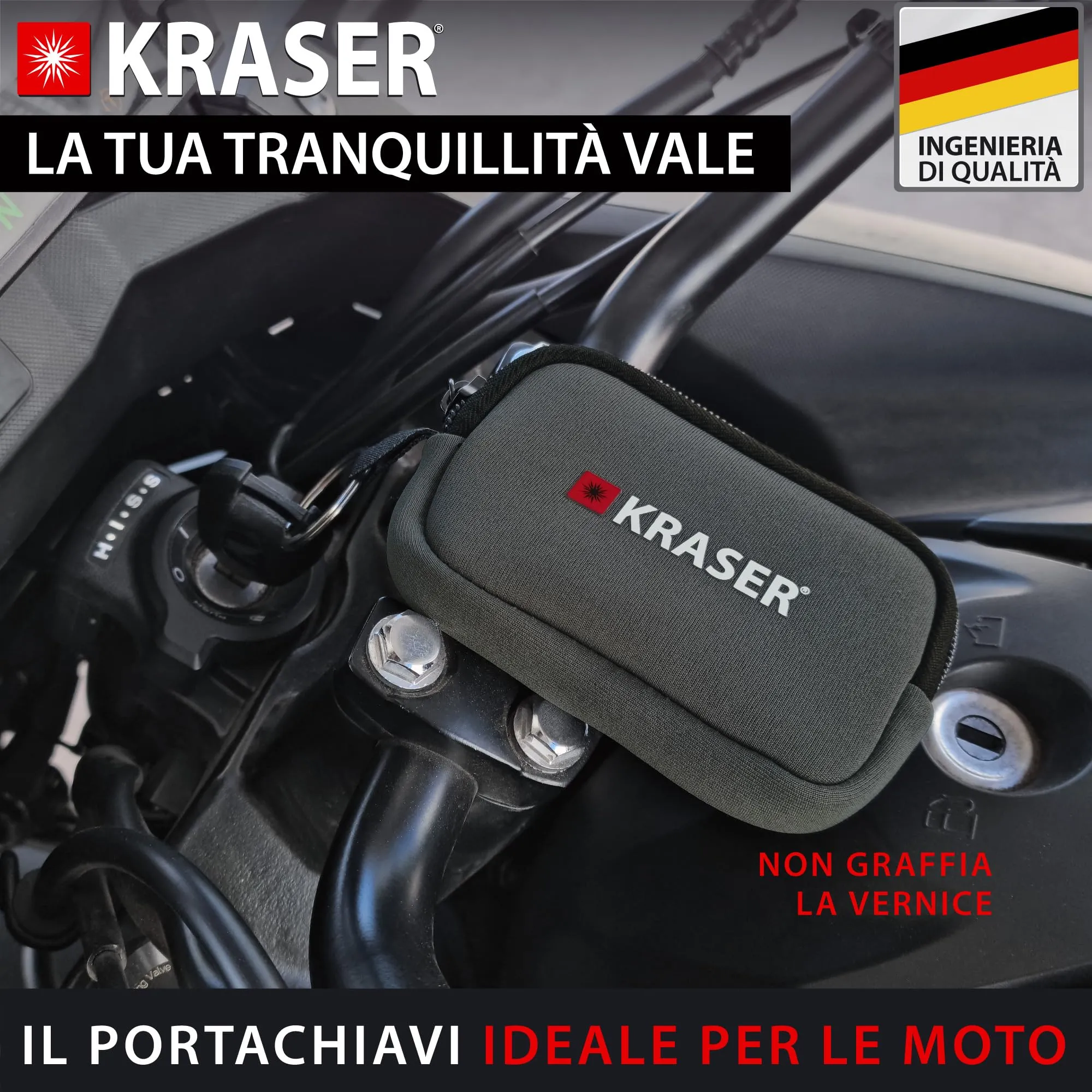 KRASER KR730 Portachiavi Moto con Scomparto per Carte e Portamonete - immagine 2