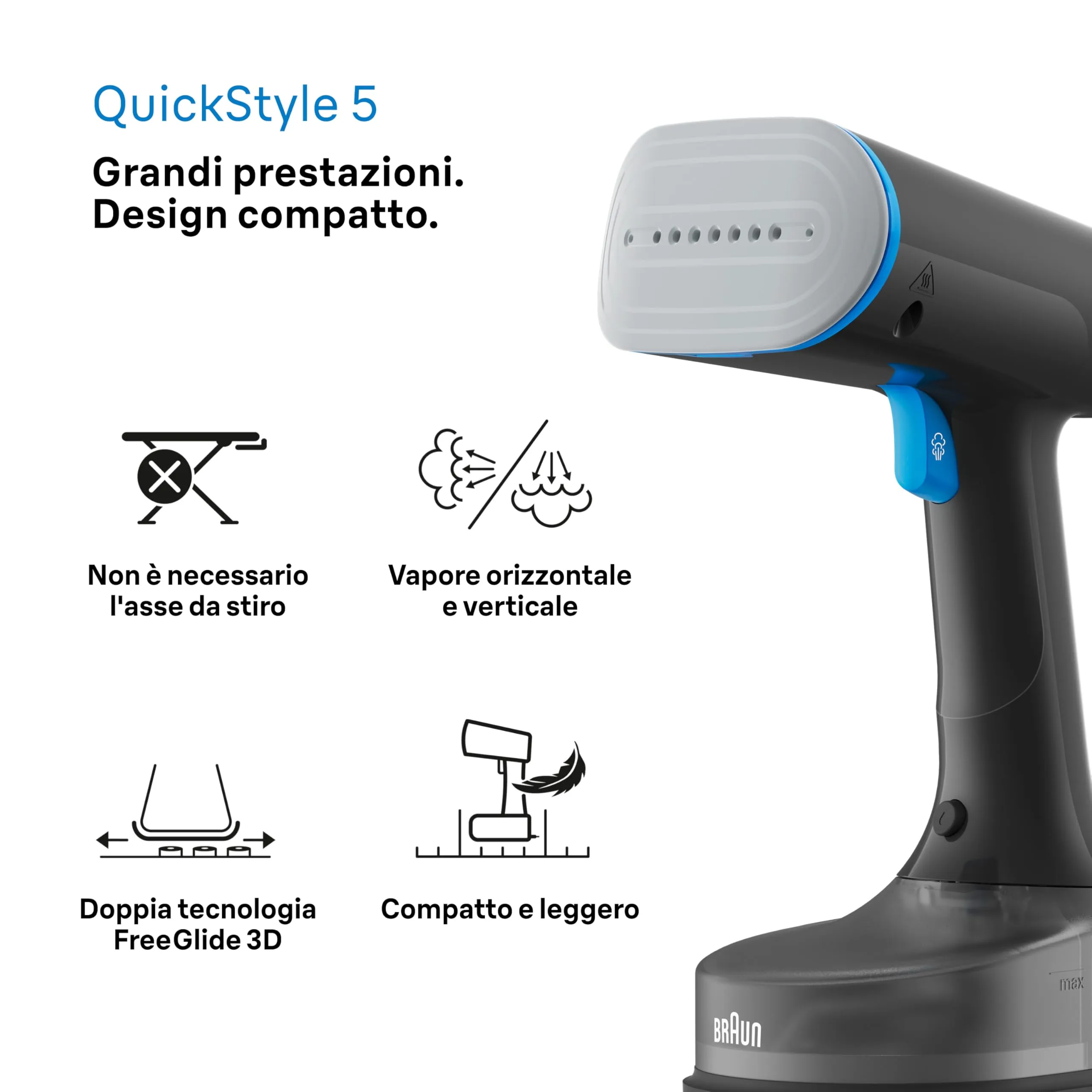 Braun QuickStyle 5 GS5031BL Piastra a Vapore Dual FreeGlide 3D - immagine 4