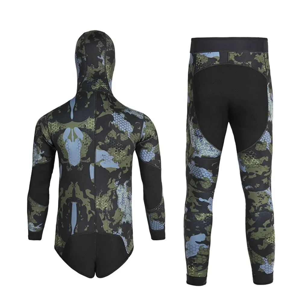 GUOCU Muta da Uomo in Neoprene 3mm Mimetica con Cappuccio, Giacca e Pantalone, XL - immagine 2