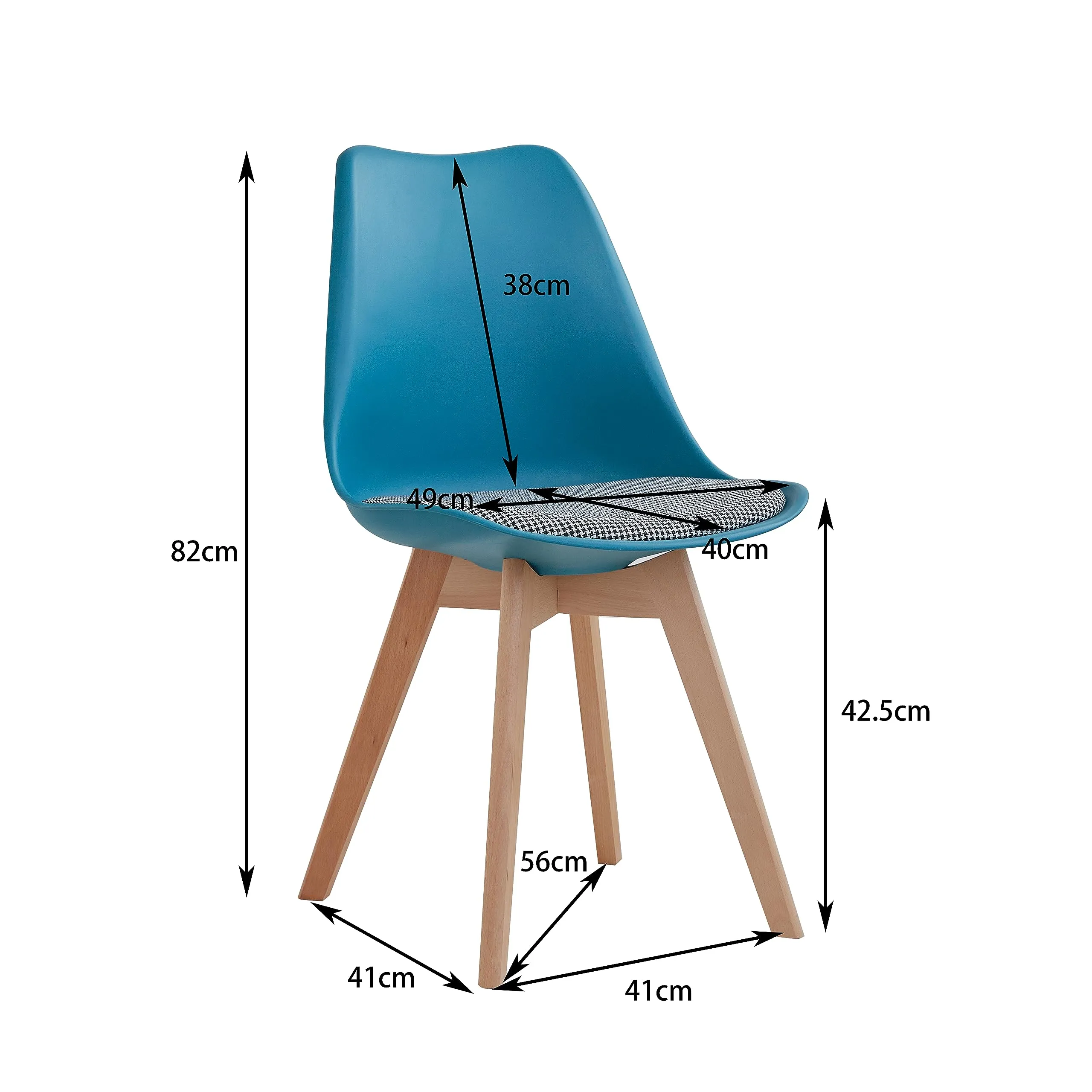 DEYARNA HOME Set di 8 Sedie da Pranzo Moderne, Tessuto Imbottito e Gambe in Legno di Faggio, Verde Scuro - immagine 6