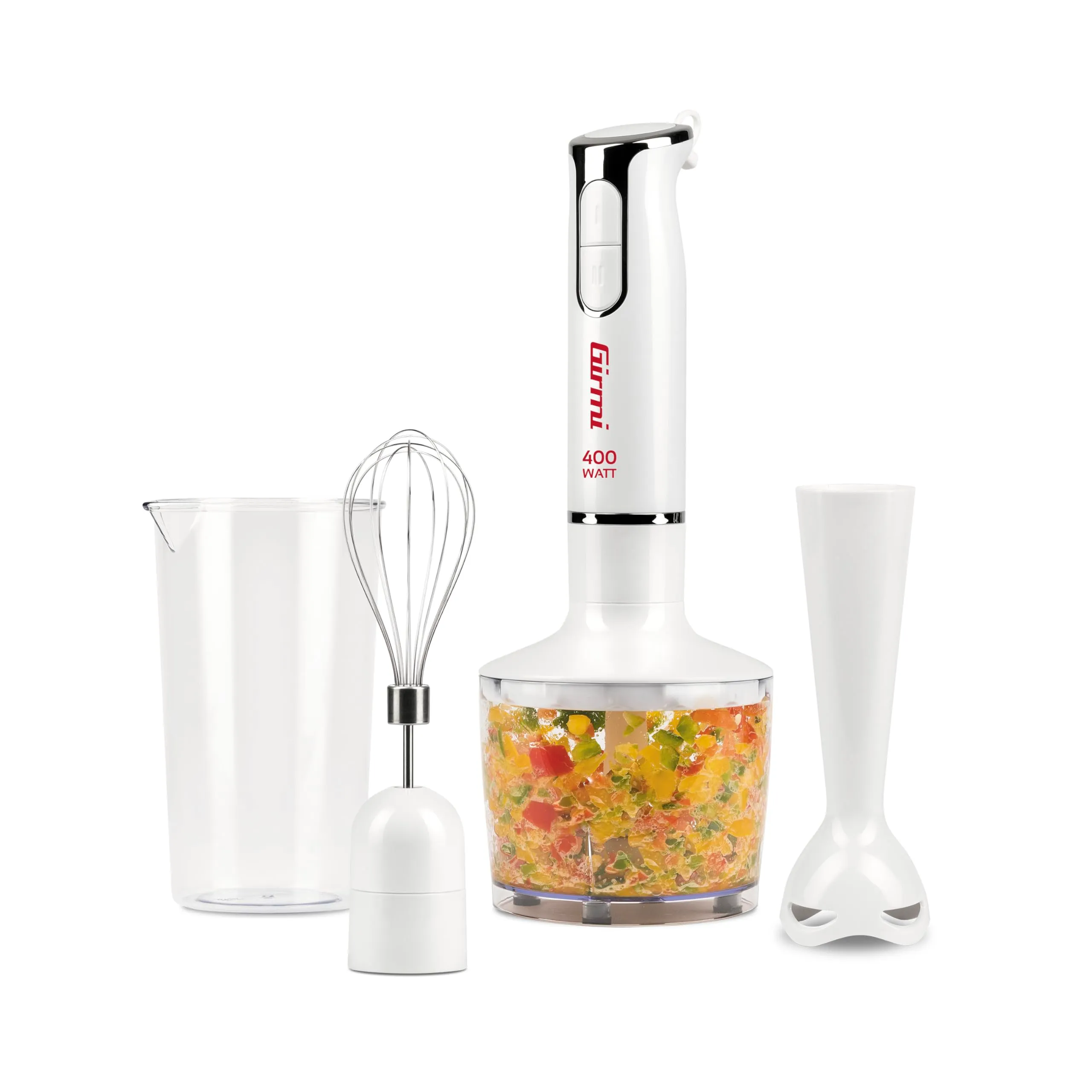 Girmi MX17 Frullatore a Immersione Kit 3 in 1, Bianco-Grigio - immagine 2