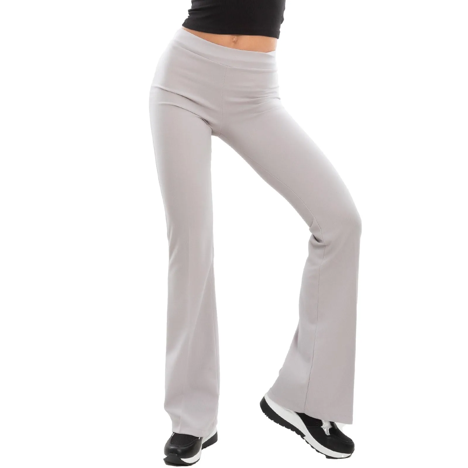 Toocool Pantaloni Donna Campana Aderenti Zampa Elefante Elasticizzati JL-2148, Grigio, L - immagine 2