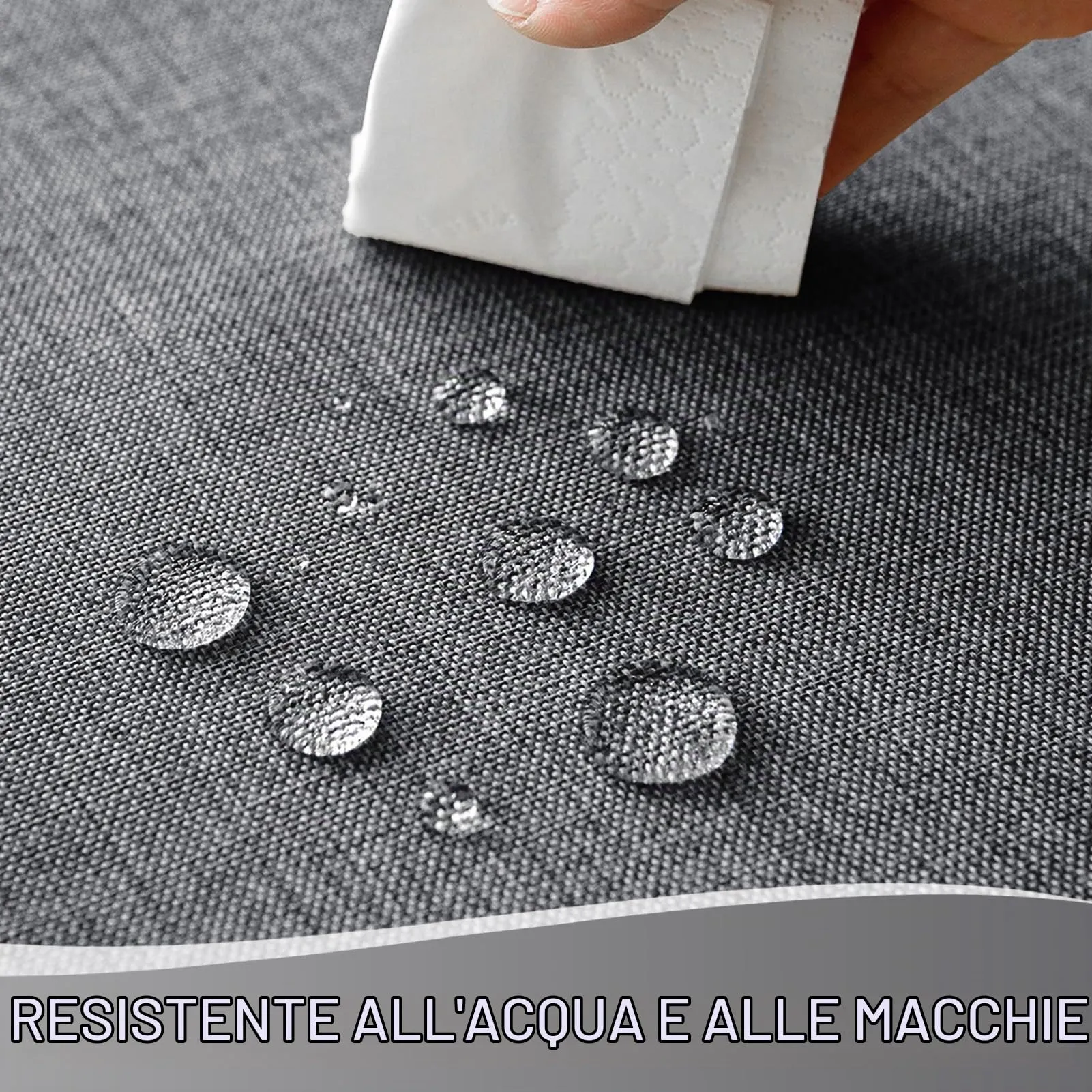 Softalker Tovaglia Rotonda 180 cm in Finto Lino, Grigio, Antimacchia e Idrorepellente - immagine 3