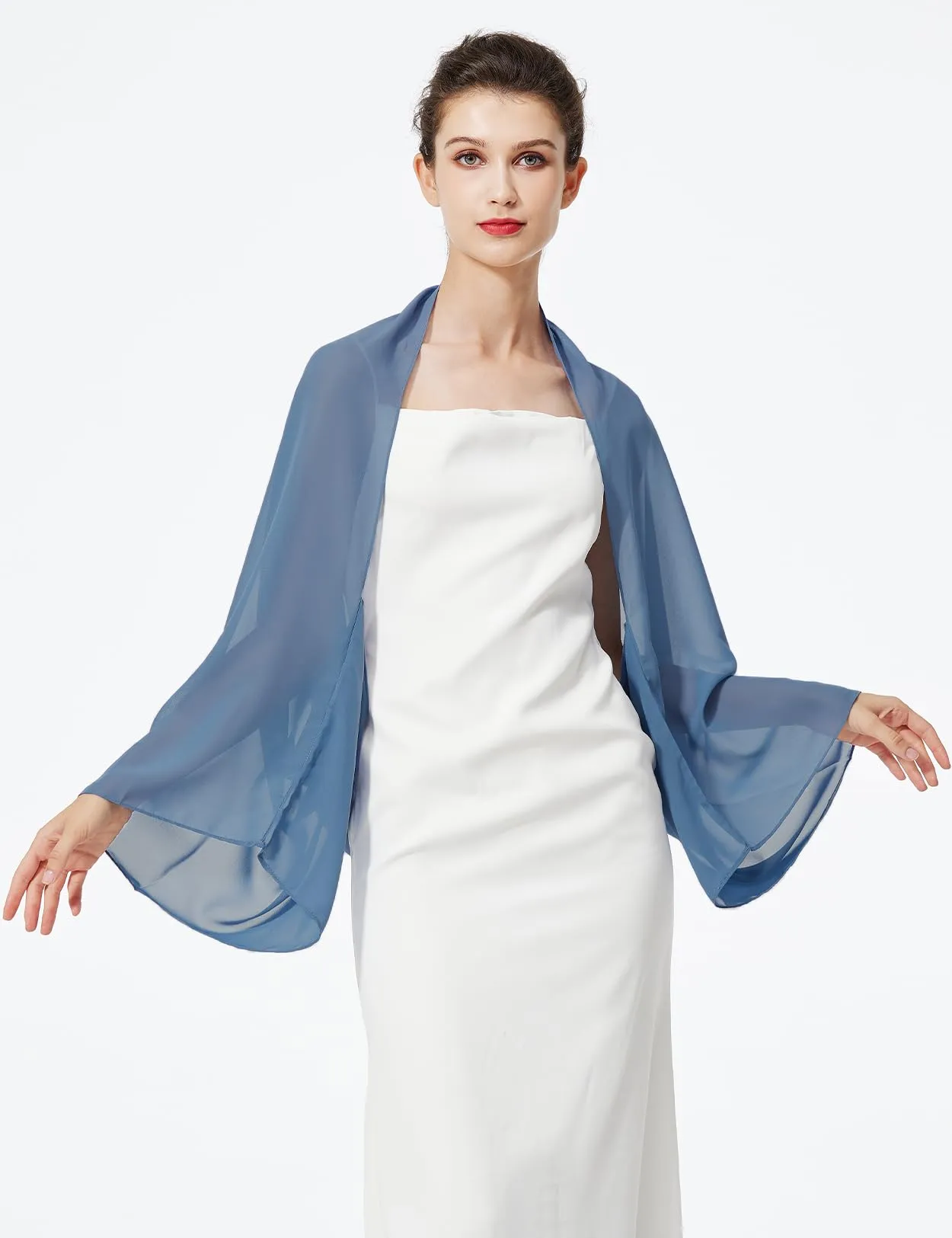 BEAUTELICATE Scialle Coprispalle Elegante Donna Stola Chiffon Cape Estivo per Abito Sposa Damigella Cerimonia Matrimonio Serata - immagine 4