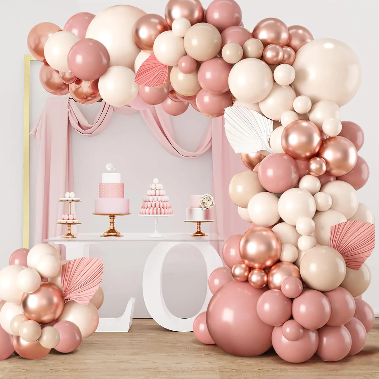 fairymaiden Kit Arco Palloncini Rosa Vintage, Avorio, Oro Rosa e Arancio Tenue - immagine 5