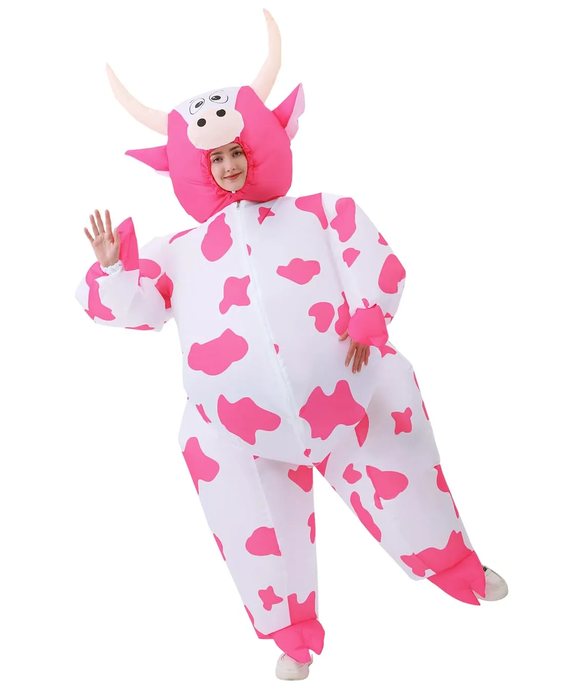 JASHKE Costume Gonfiabile Mucca per Adulti, Rosa - immagine 1