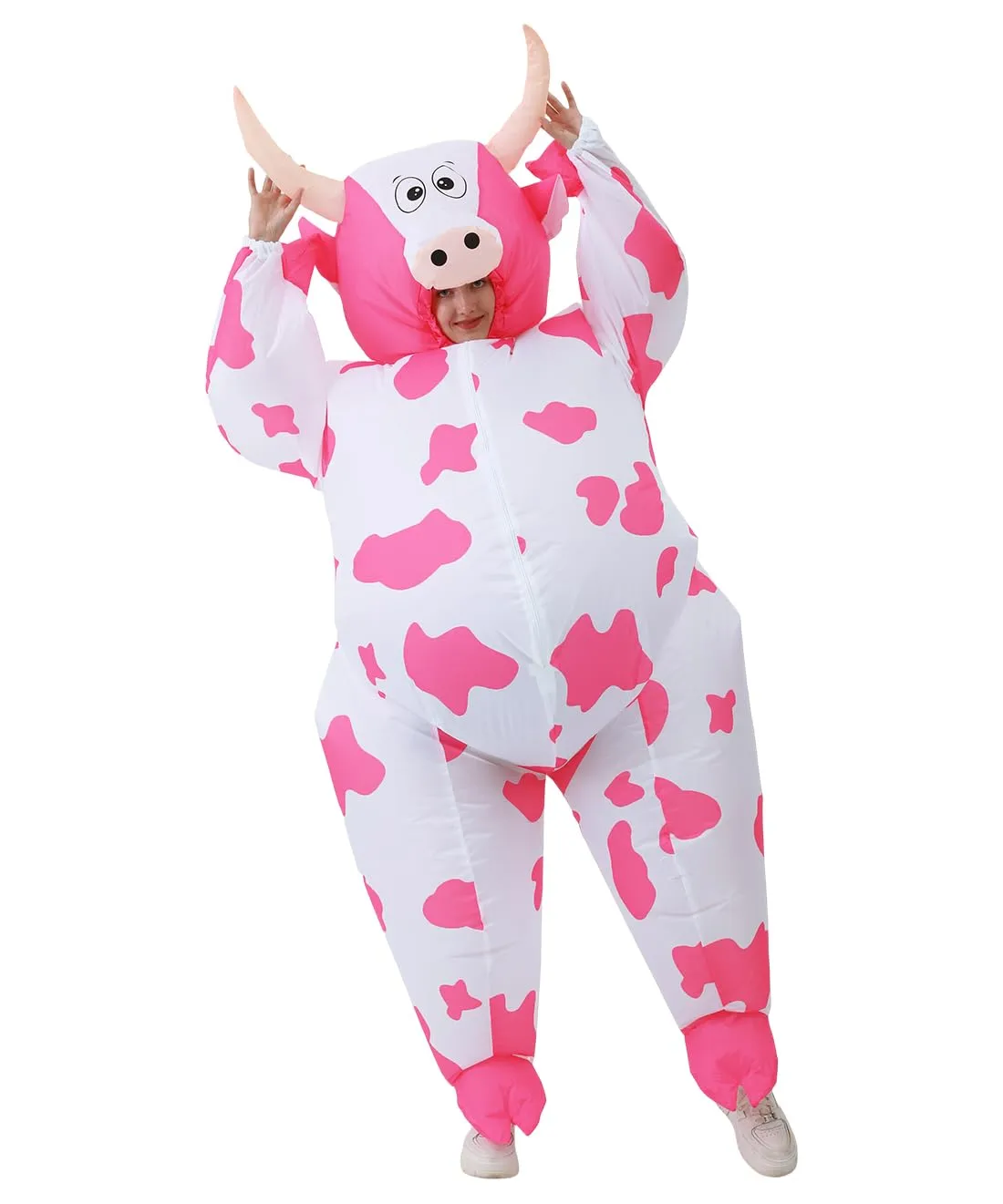 JASHKE Costume Gonfiabile Mucca per Adulti, Rosa - immagine 5