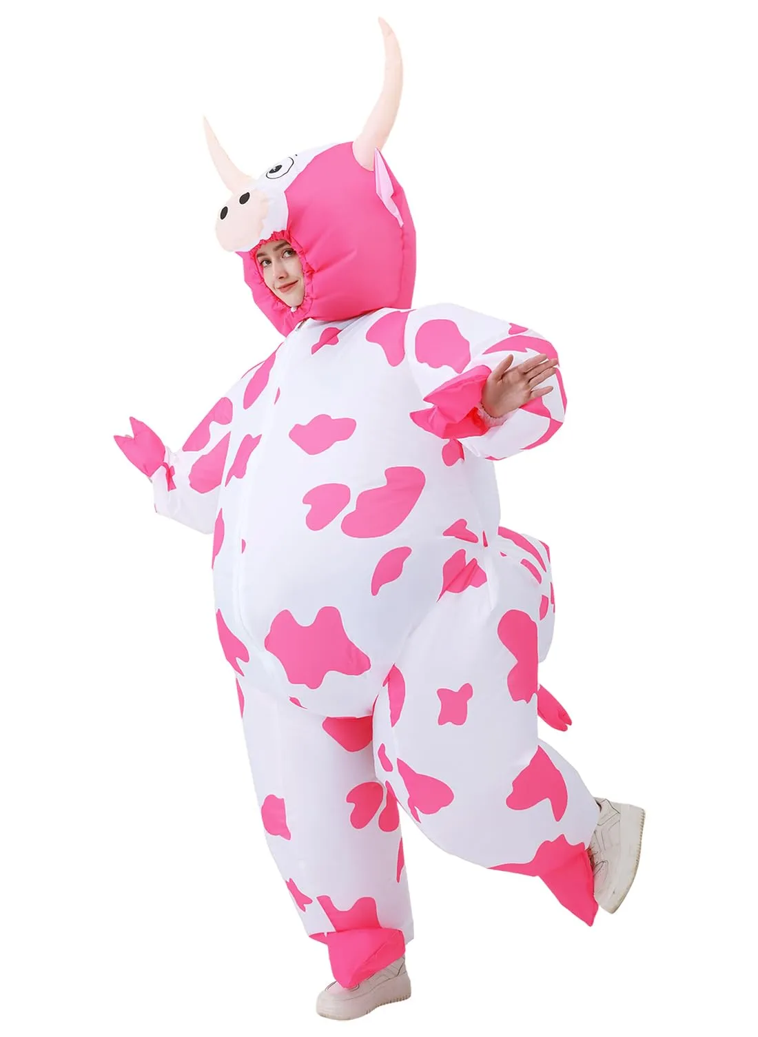 JASHKE Costume Gonfiabile Mucca per Adulti, Rosa - immagine 7