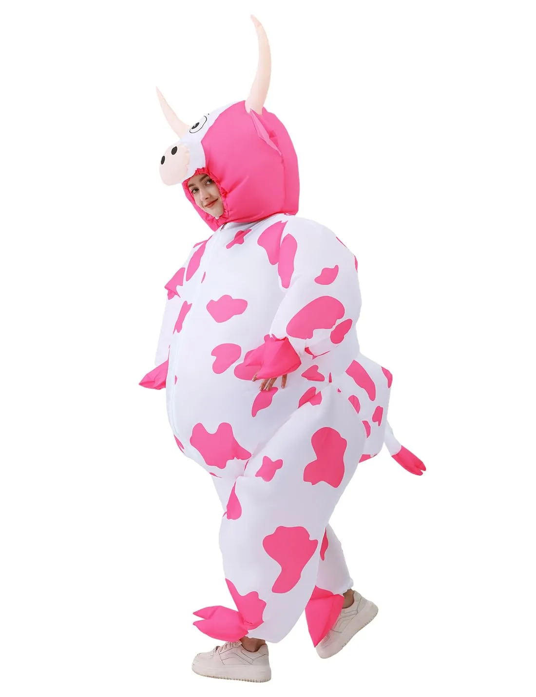 JASHKE Costume Gonfiabile Mucca per Adulti, Rosa - immagine 8