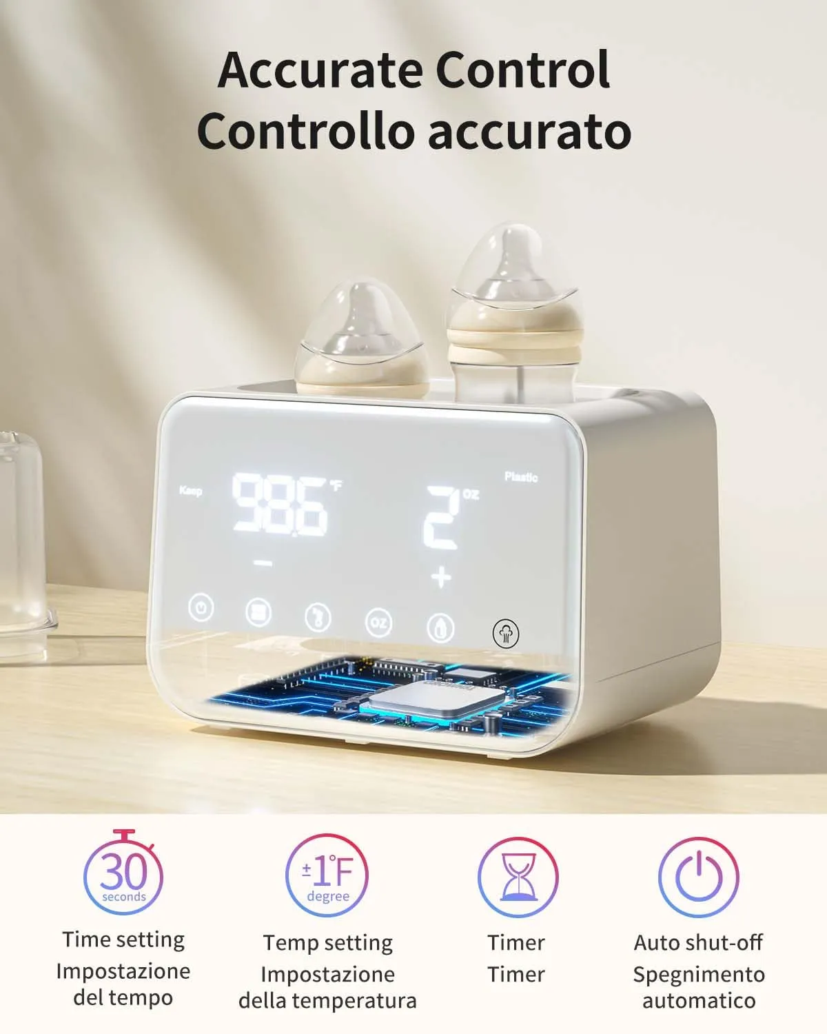 Grownsy Scaldabiberon Doppio 10 in 1 con Sterilizzatore - immagine 5