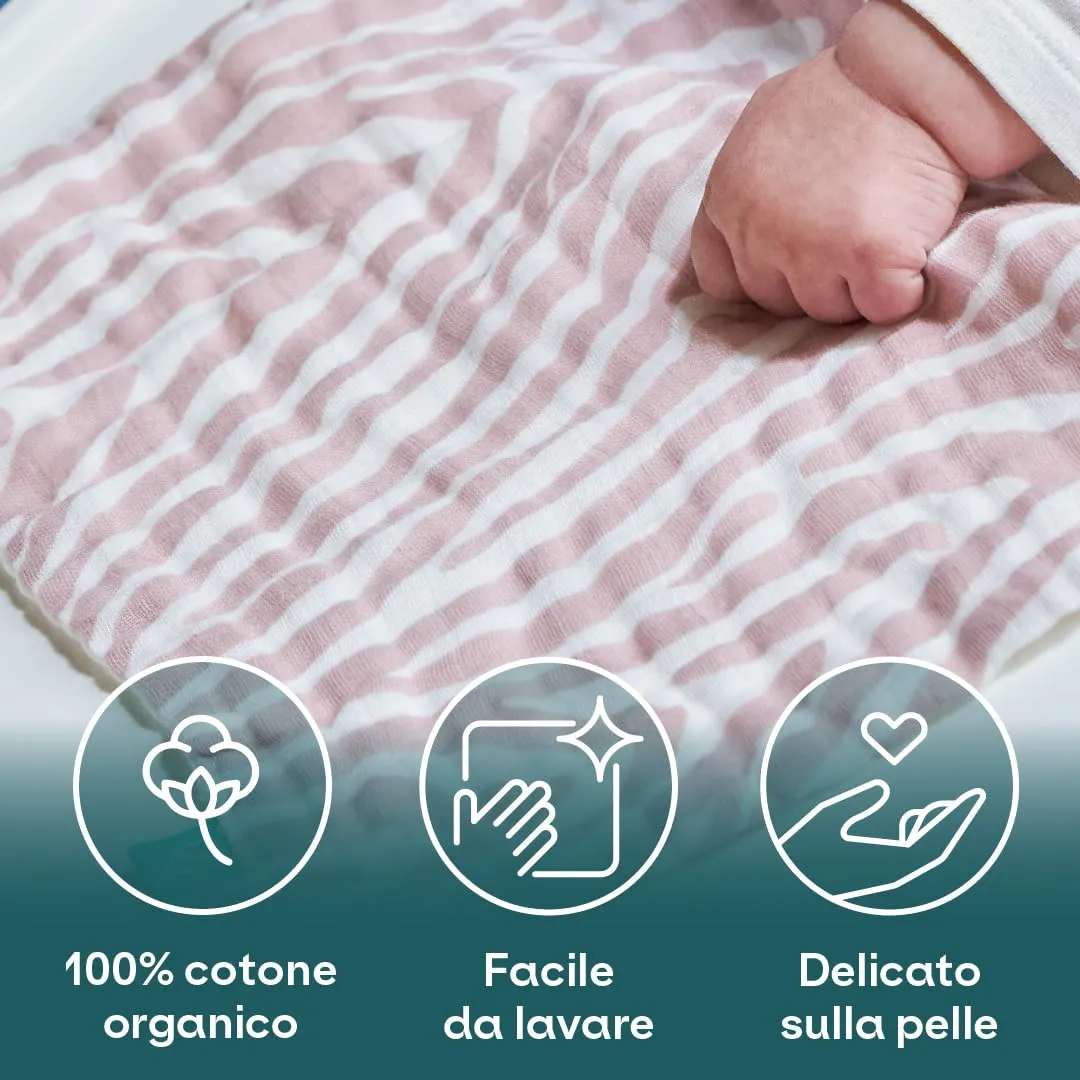 Koala Babycare Mussole Neonato 100% Cotone, 6 Pezzi 30x30cm, Rosa Sabbia Tigrato - immagine 3