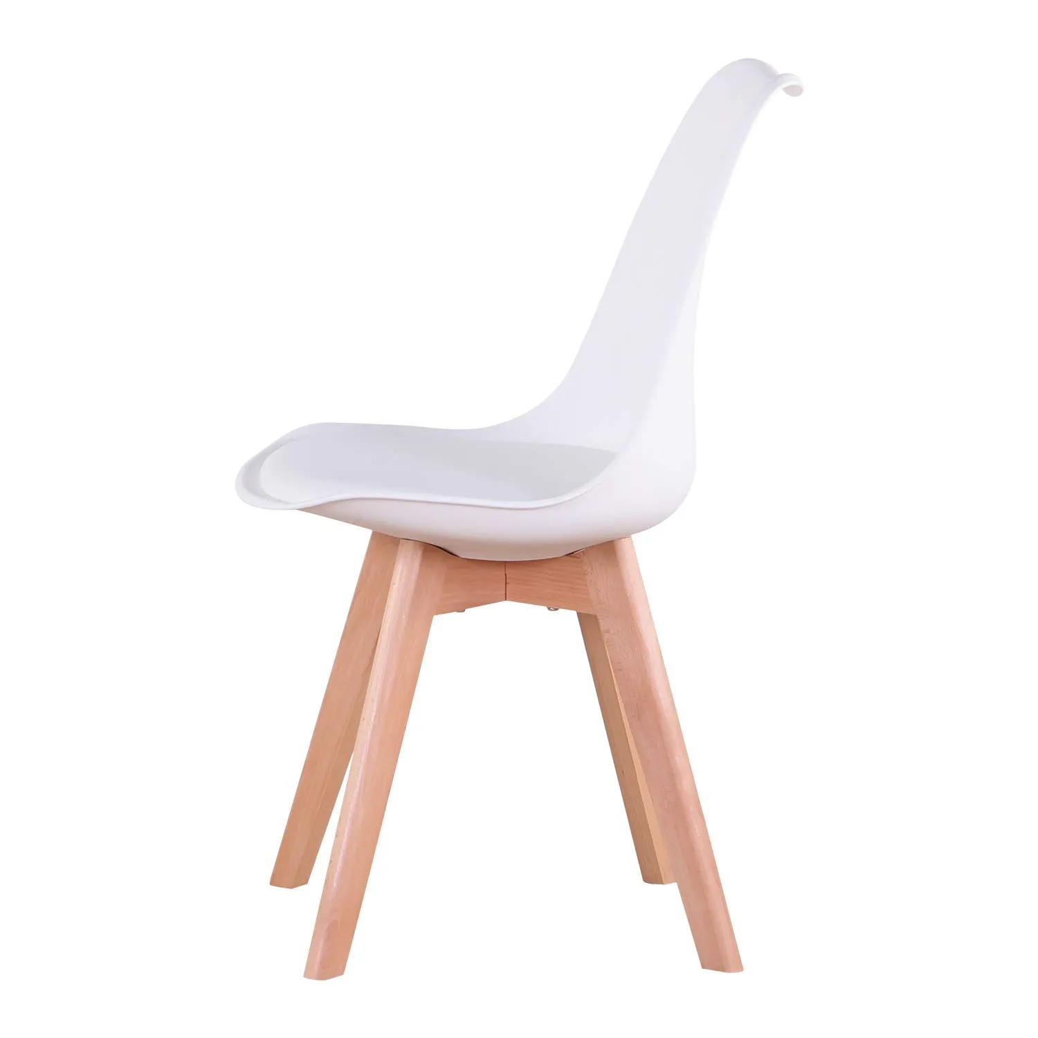 DEYARNA HOME Set di 6 Sedie da Pranzo Moderne Imbottite Scandinave con Gambe in Legno di Faggio, Bianco - immagine 3