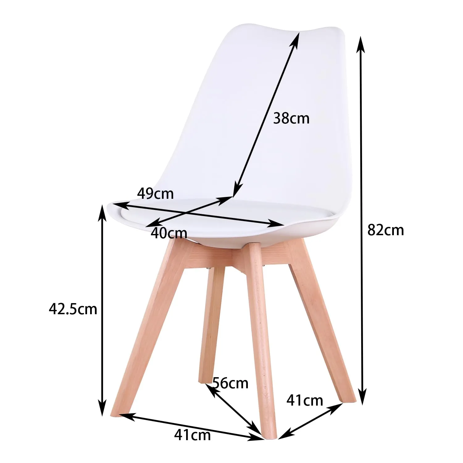 DEYARNA HOME Set di 6 Sedie da Pranzo Moderne Imbottite Scandinave con Gambe in Legno di Faggio, Bianco - immagine 8