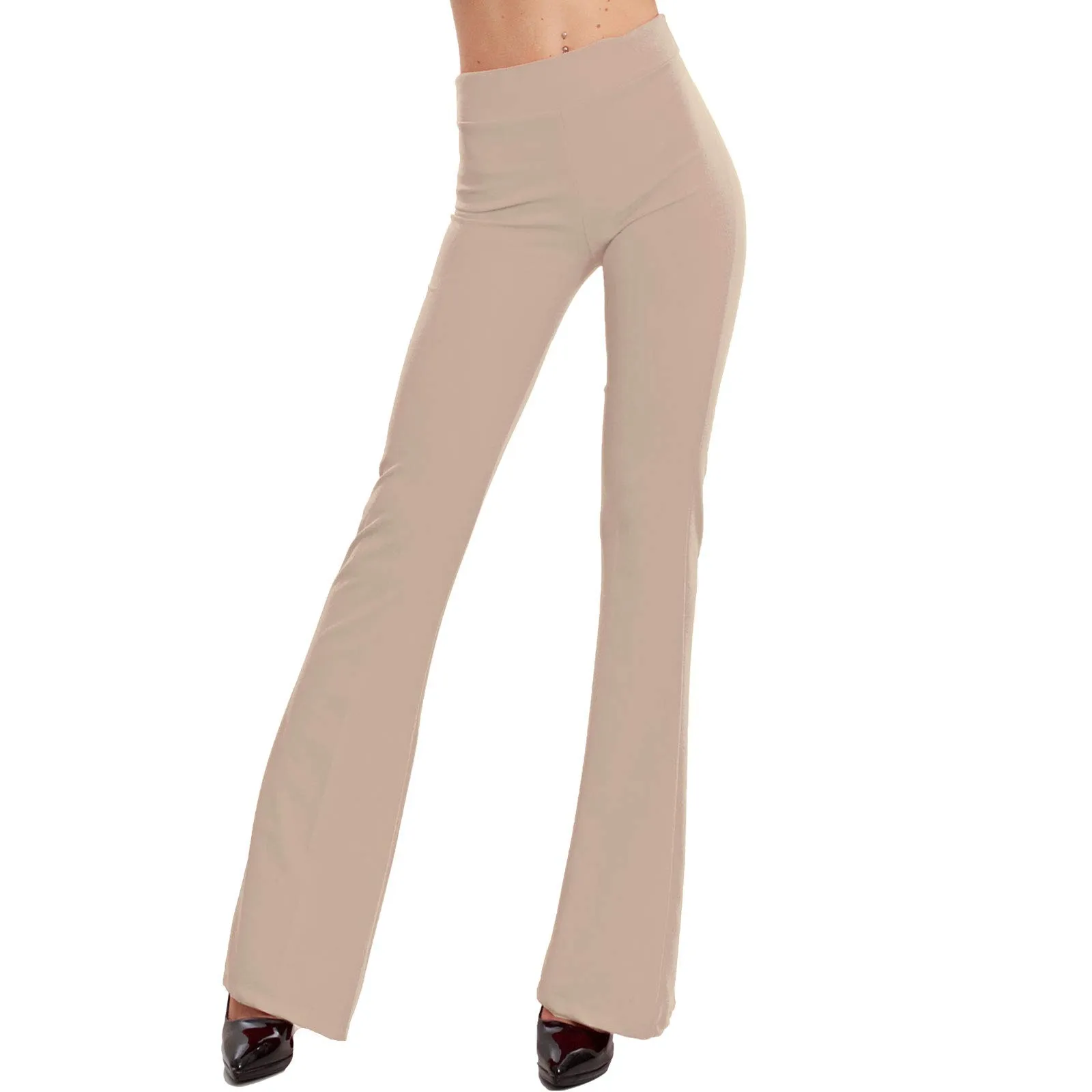 Toocool Pantaloni Donna a Zampa Elefante Elasticizzati JL-2148, Beige, XS - immagine 1