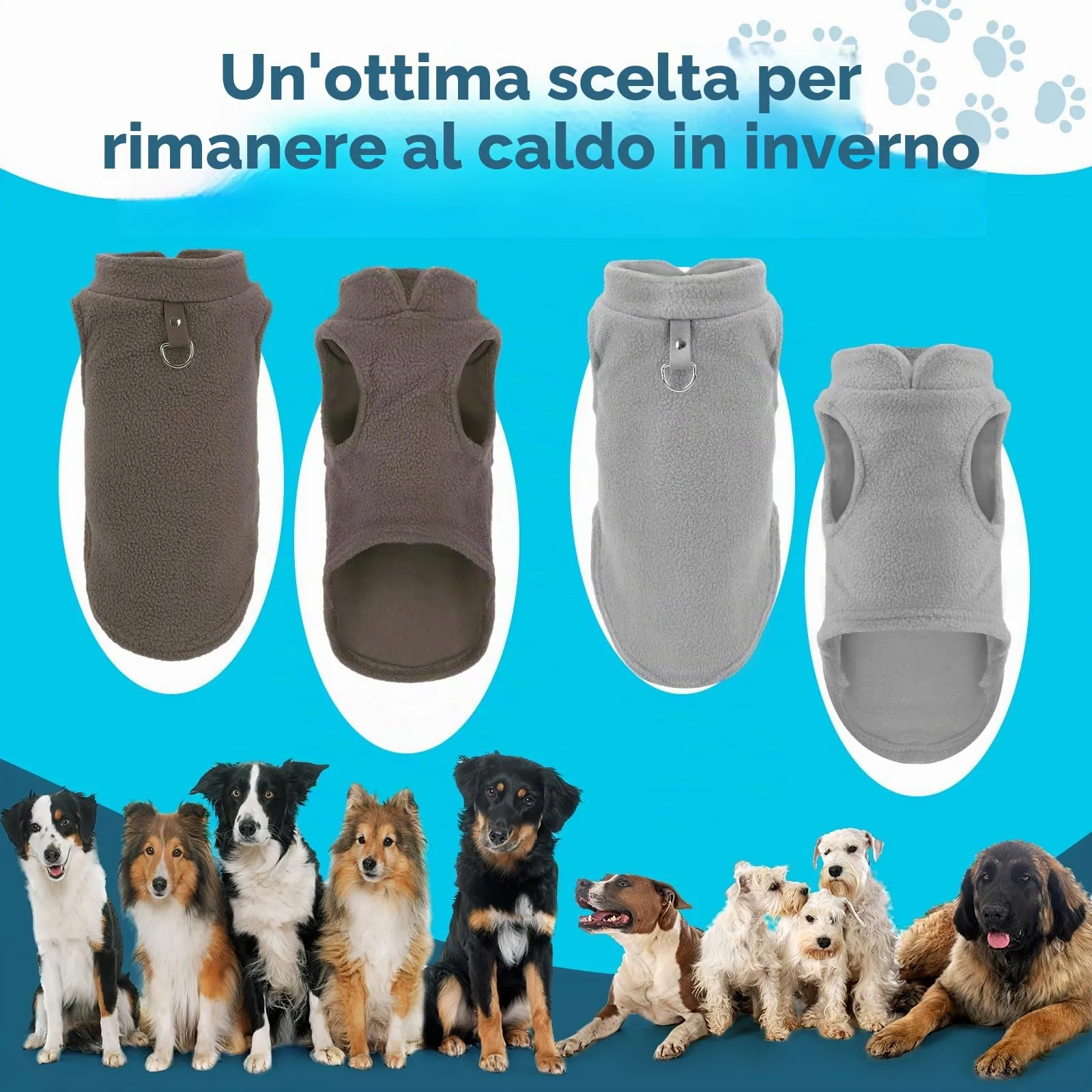 Sahunfri Maglioni in Pile per Cani e Gatti di Piccola Taglia, Confezione da 2 (Grigio+Marrone, S) - immagine 4