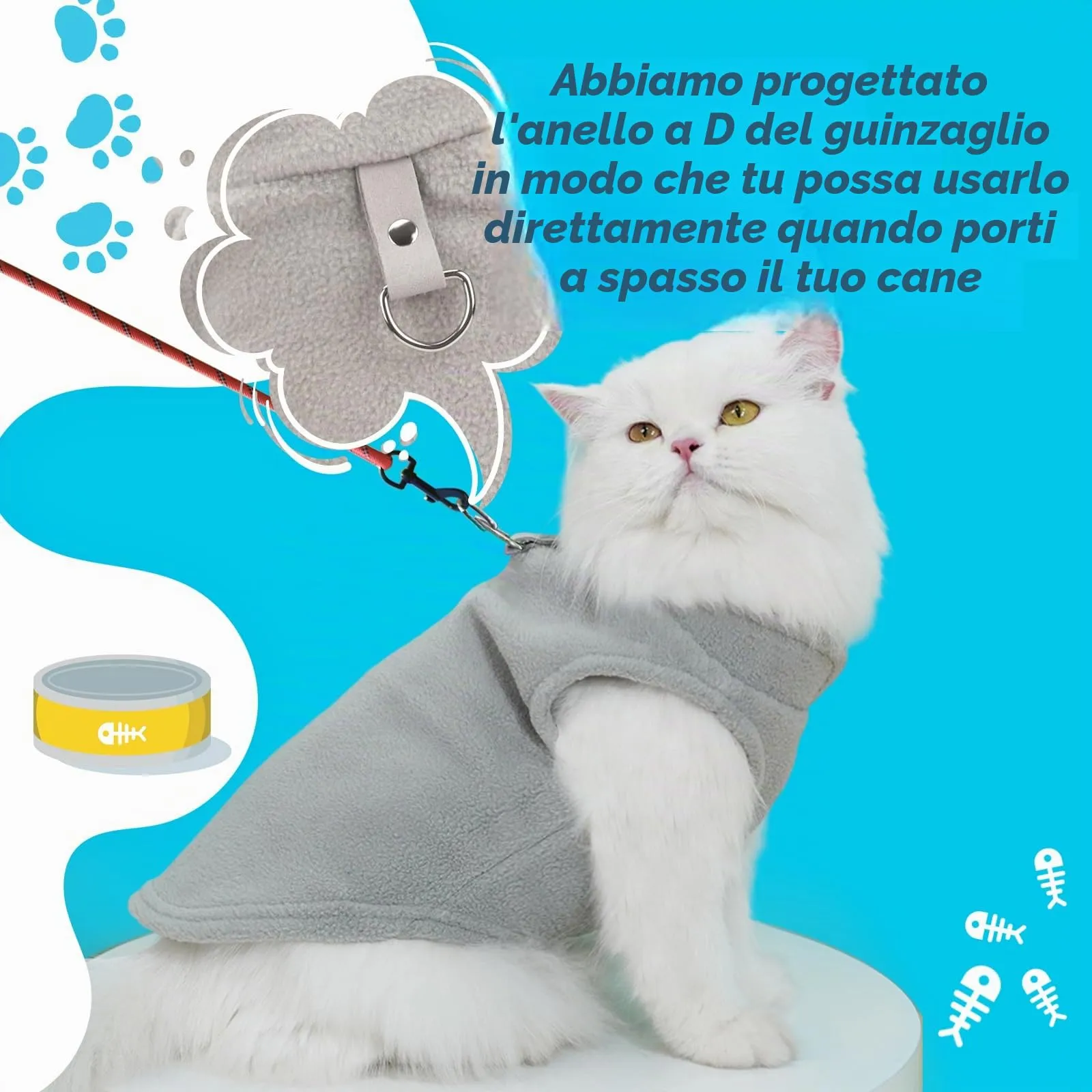 Sahunfri Maglioni in Pile per Cani e Gatti di Piccola Taglia, Confezione da 2 (Grigio+Marrone, S) - immagine 5