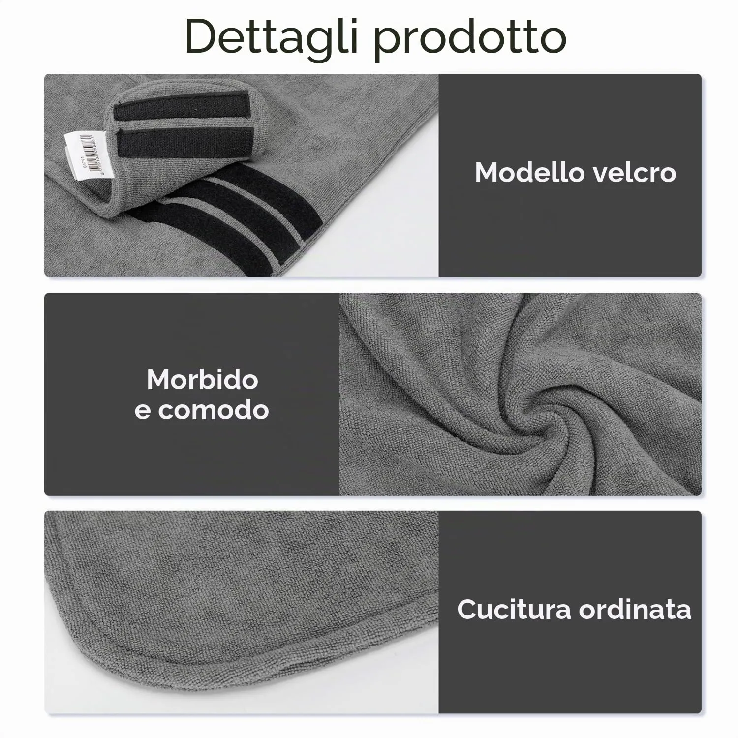 Nobleza Accappatoio per Cani e Gatti in Microfibra, Grigio, Taglia XL - immagine 4
